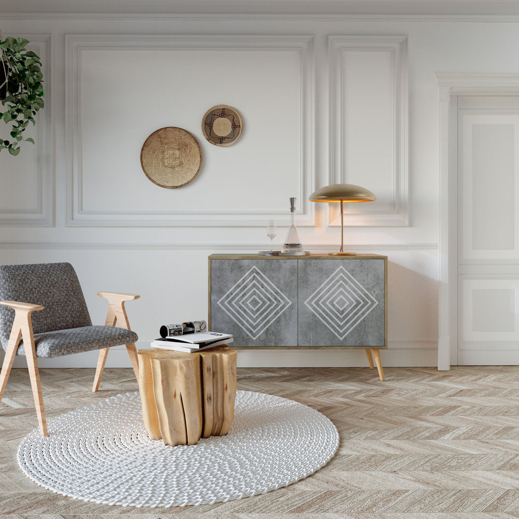 POLYGONAL ARTISTRY 2-Door Sideboard in Oak Effect