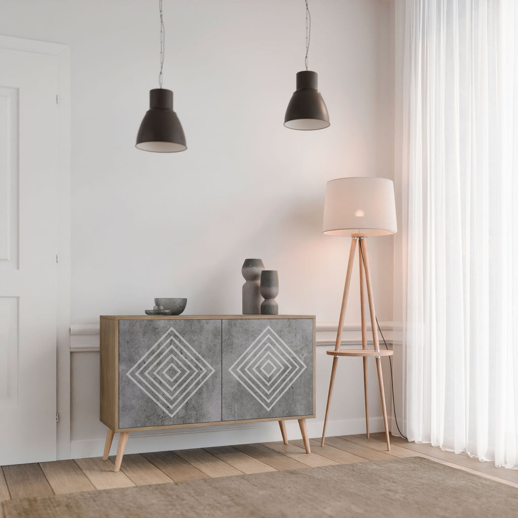 POLYGONAL ARTISTRY 2-Door Sideboard in Oak Effect