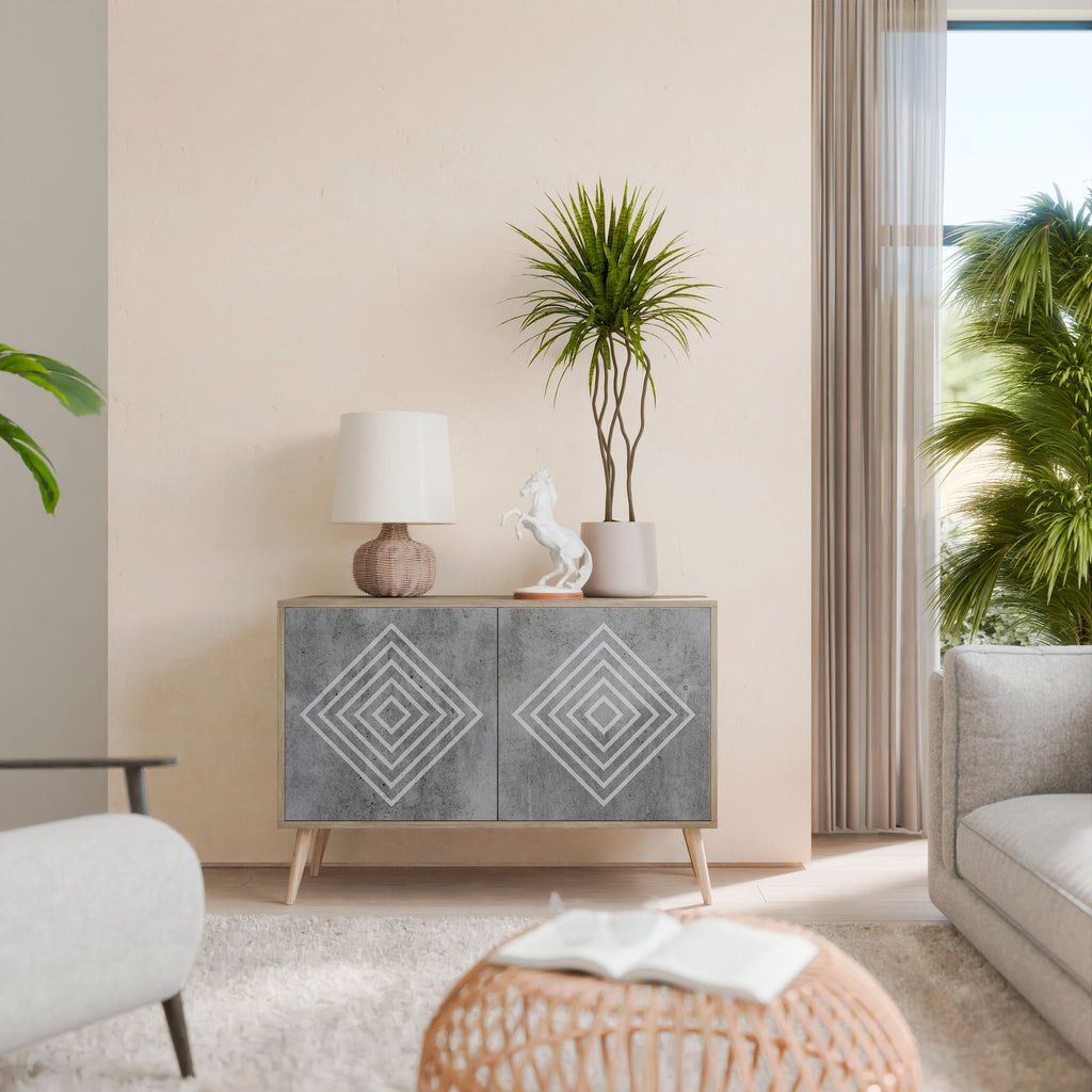 POLYGONAL ARTISTRY 2-Door Sideboard in Oak Effect