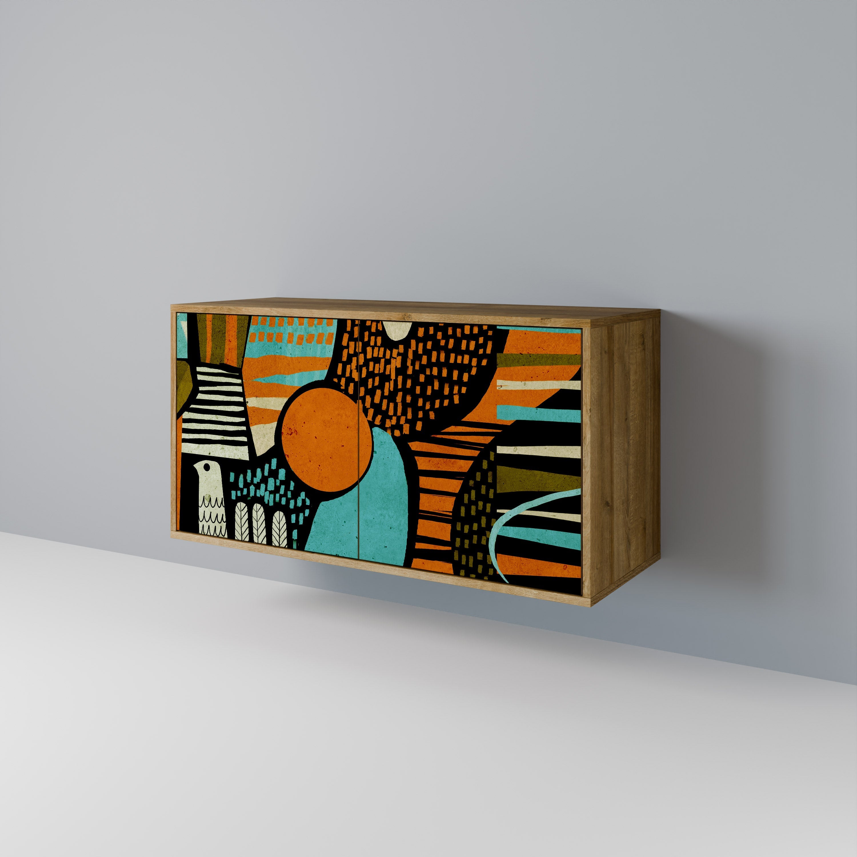 GEODE GLIMMER Aparador de 2 Portas em Efeito Carvalho