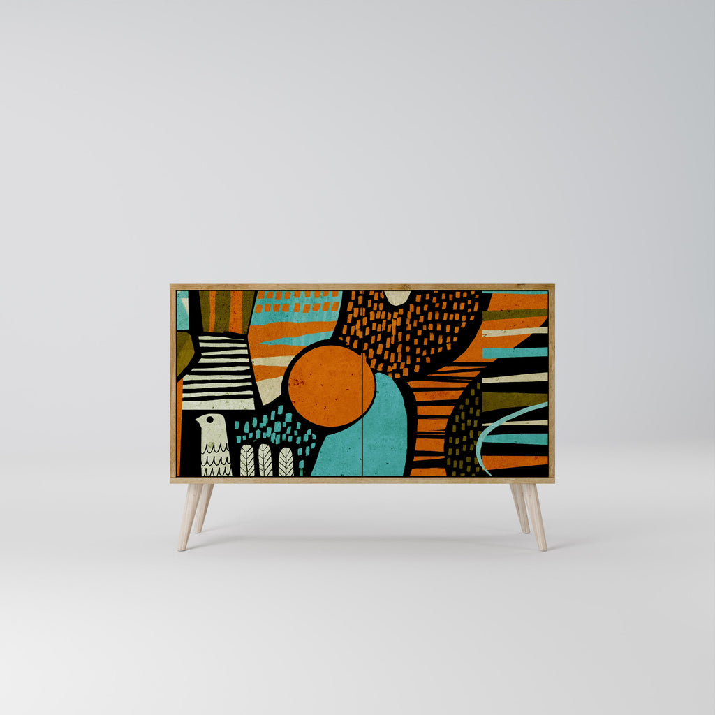 GEODE GLIMMER Aparador de 2 Portas em Efeito Carvalho