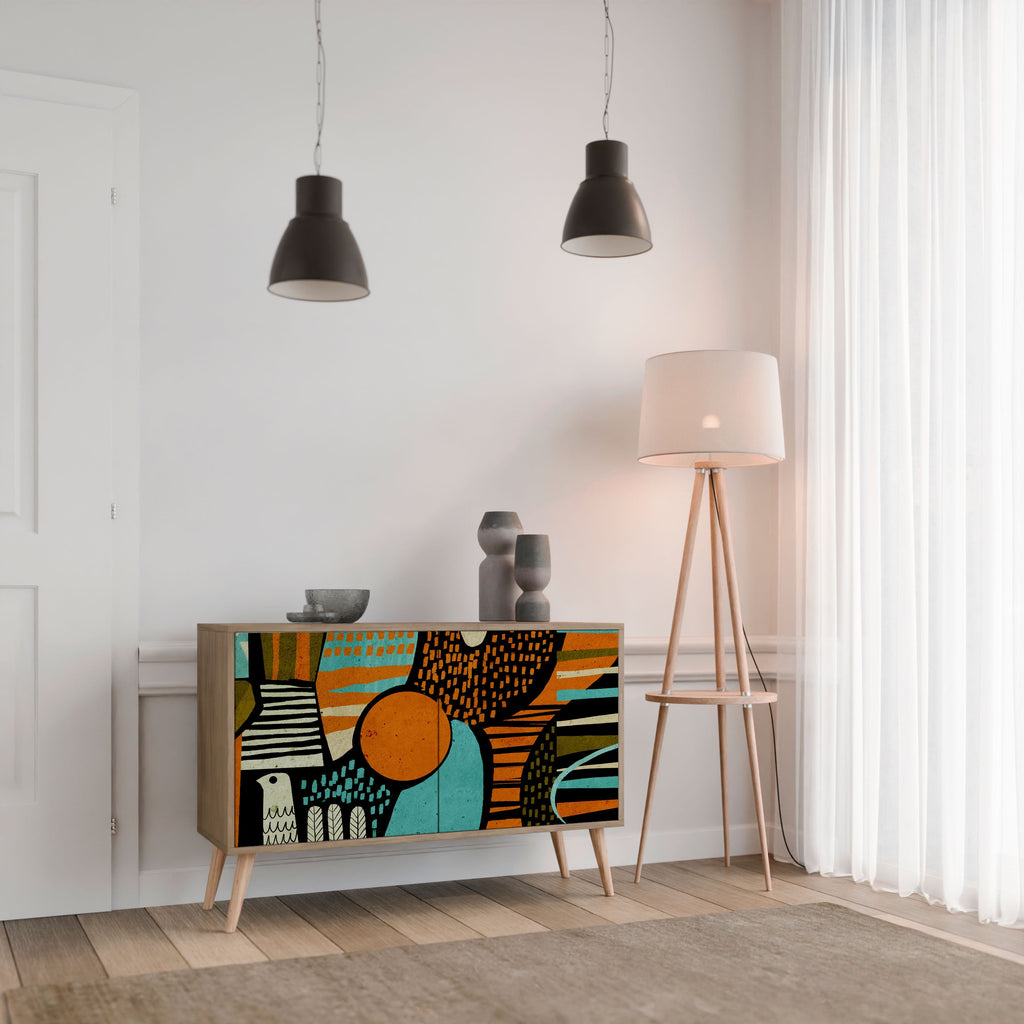 GEODE GLIMMER Aparador de 2 Portas em Efeito Carvalho