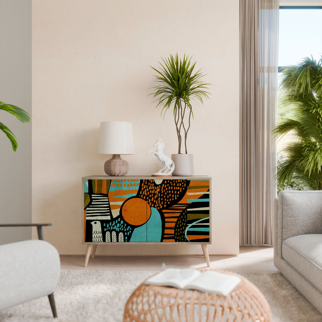 GEODE GLIMMER Aparador de 2 Portas em Efeito Carvalho