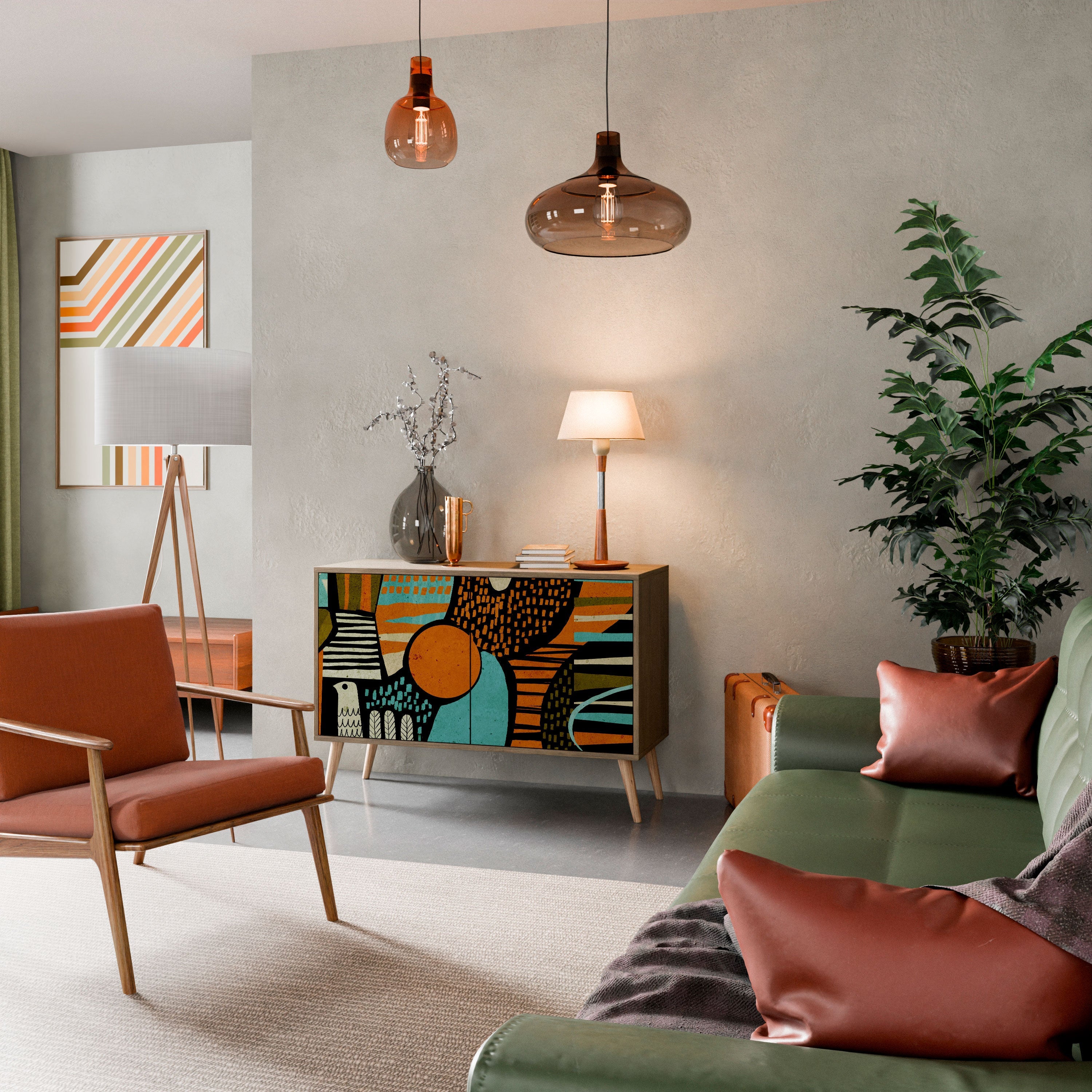 GEODE GLIMMER Aparador de 2 Portas em Efeito Carvalho