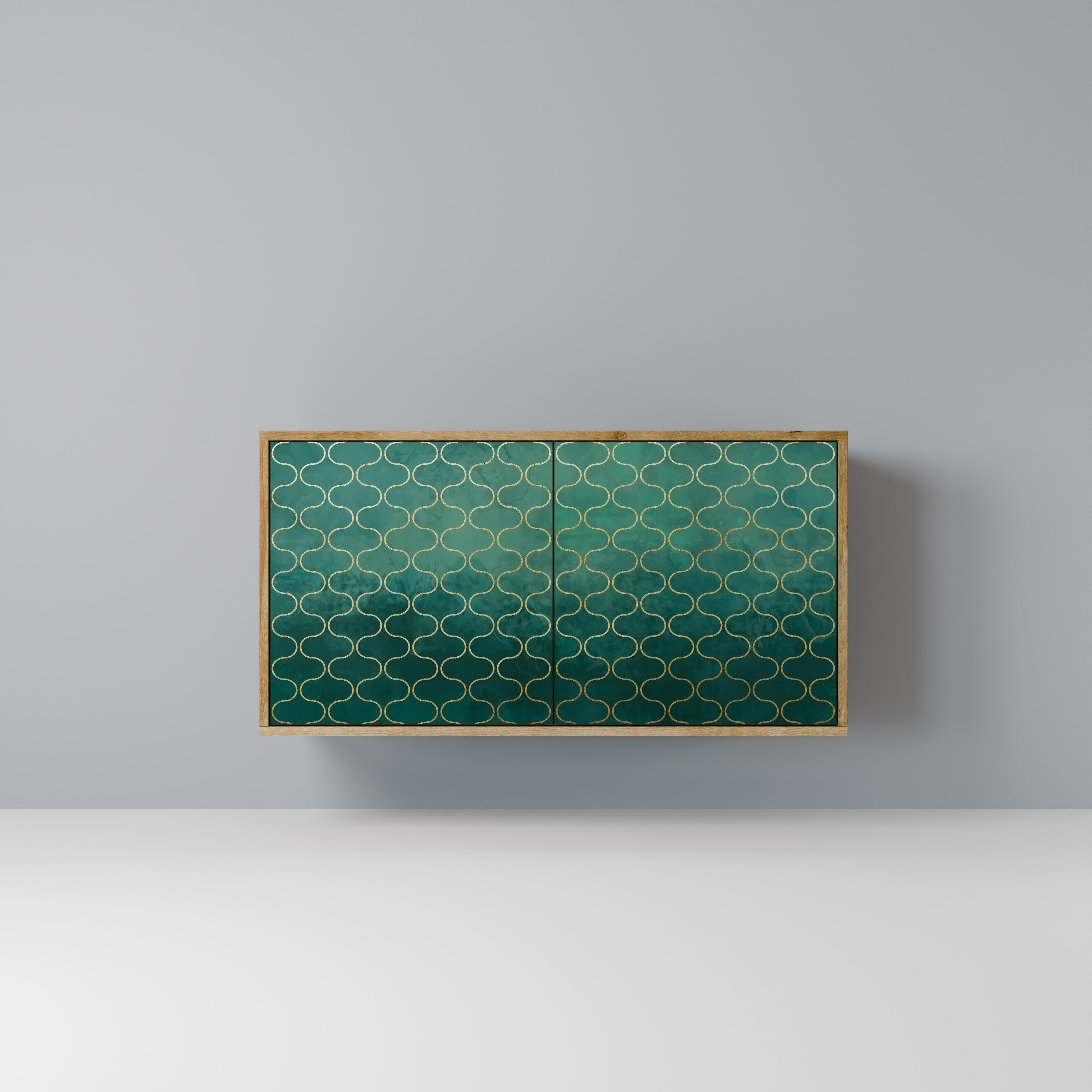 TESSELATED GREENERY Aparador de 2 Portas em Efeito Carvalho