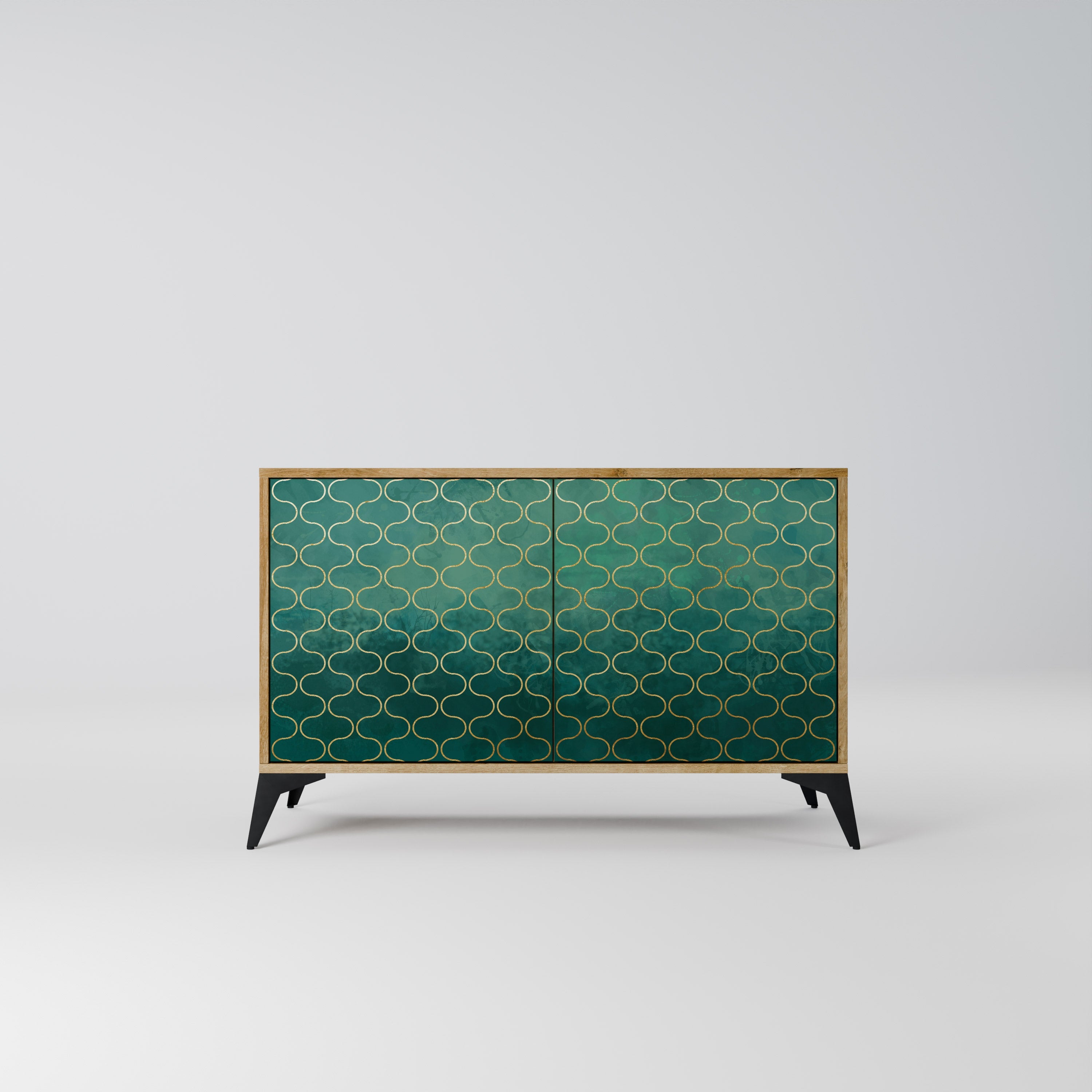 TESSELATED GREENERY Aparador de 2 Portas em Efeito Carvalho