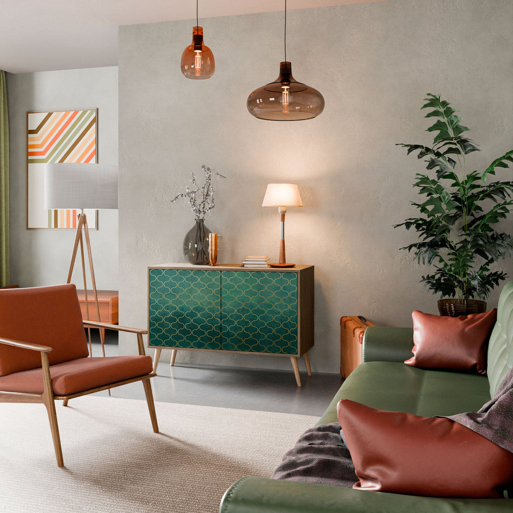 TESSELATED GREENERY Aparador de 2 Portas em Efeito Carvalho