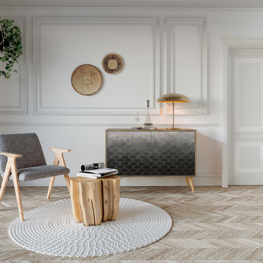 TESSELATED GRAYISH Aparador de 2 Portas em Efeito Carvalho