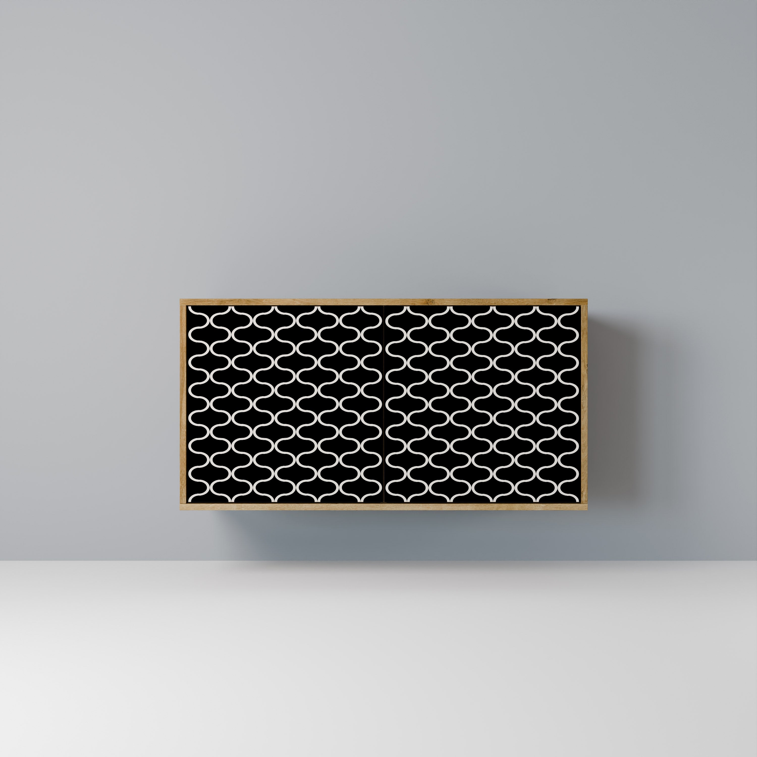 TESSELATED BLACKNESS Aparador de 2 Portas em Efeito Carvalho