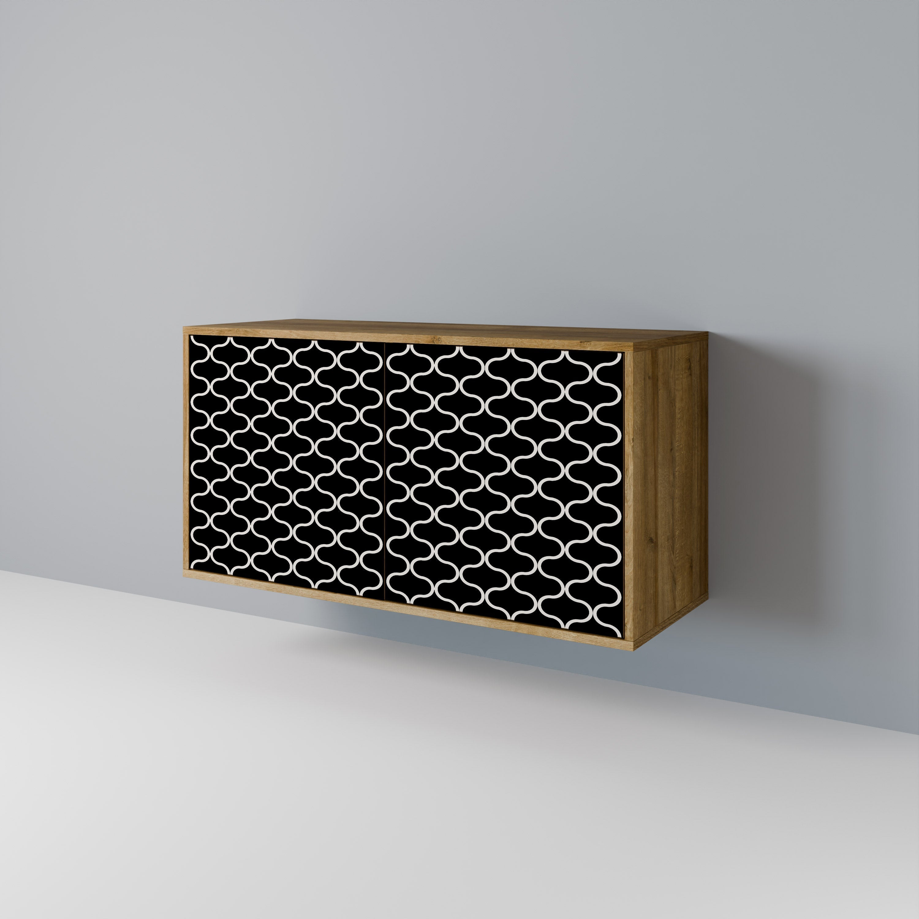 TESSELATED BLACKNESS Aparador de 2 Portas em Efeito Carvalho