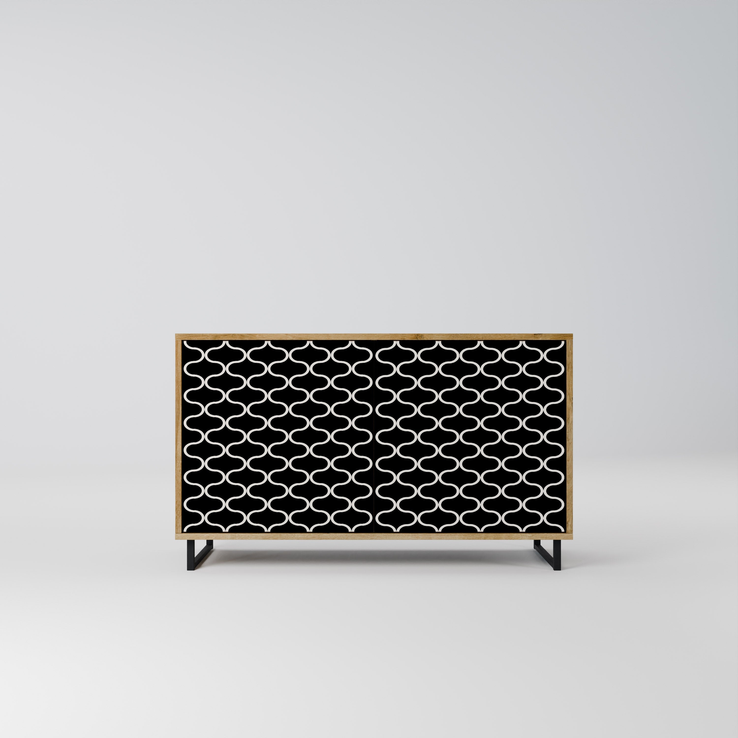 TESSELATED BLACKNESS Aparador de 2 Portas em Efeito Carvalho