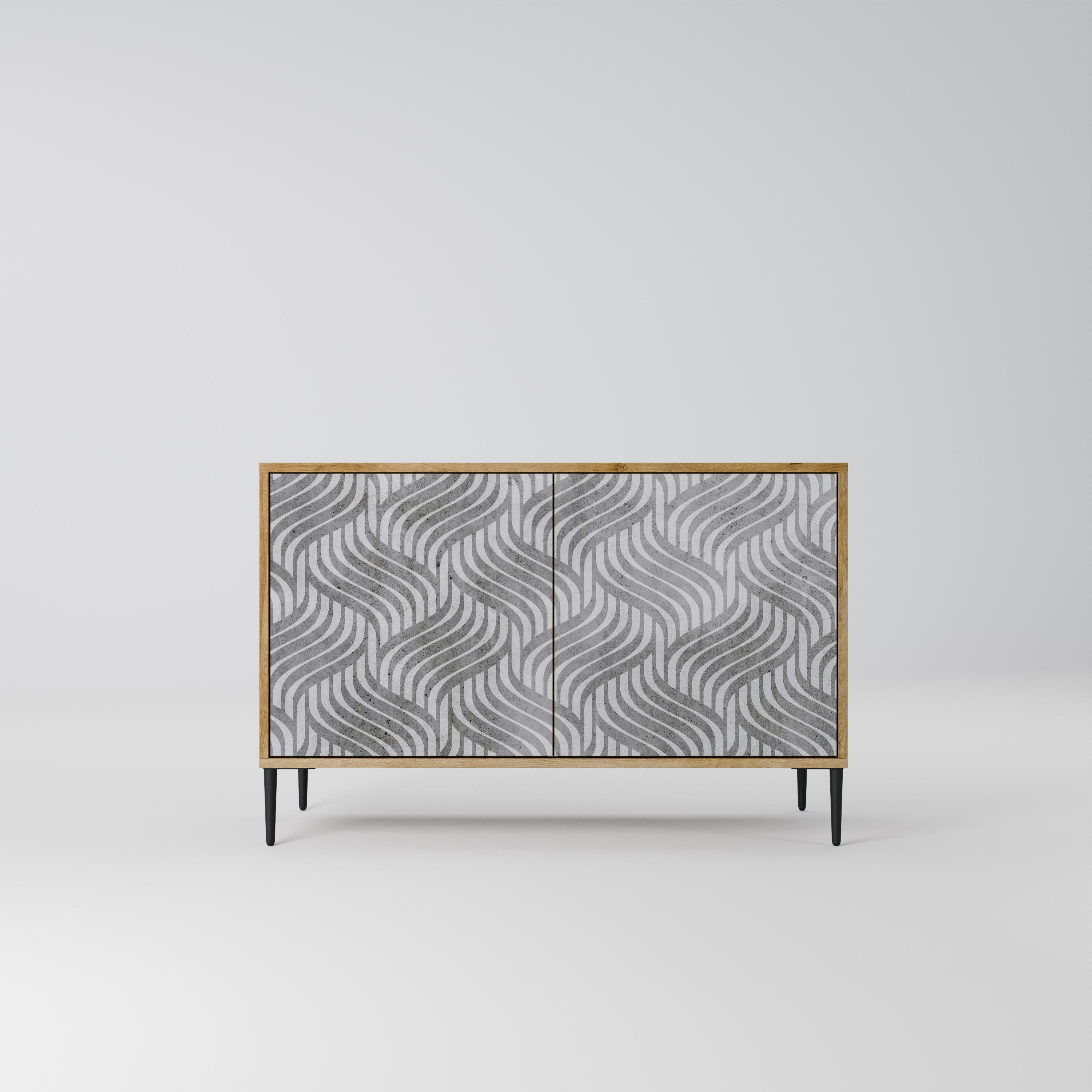 CONCRETE MOVEMENT Aparador de 2 Portas em Efeito Carvalho