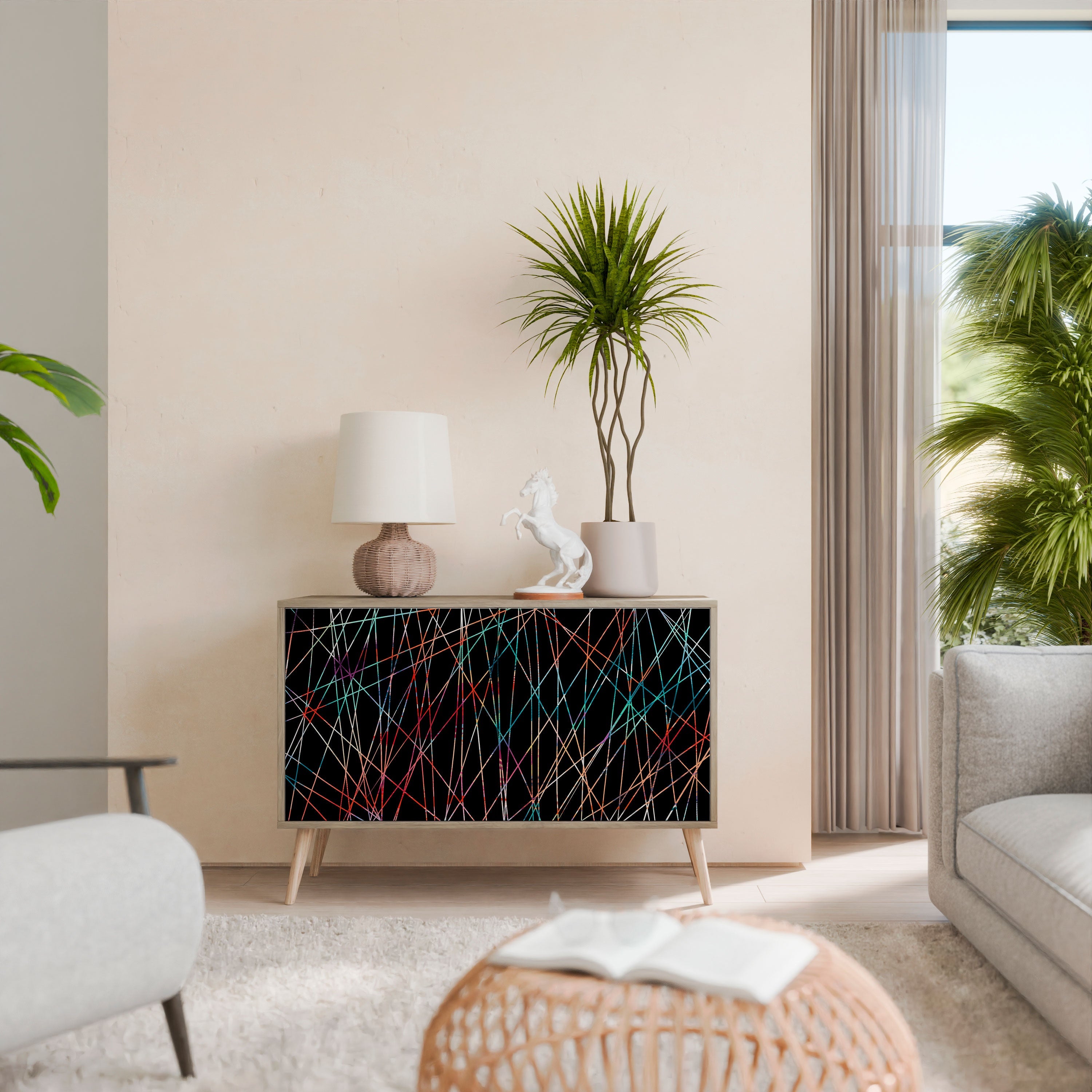 LUMINOUS SNARE Aparador de 2 Portas em Efeito Carvalho