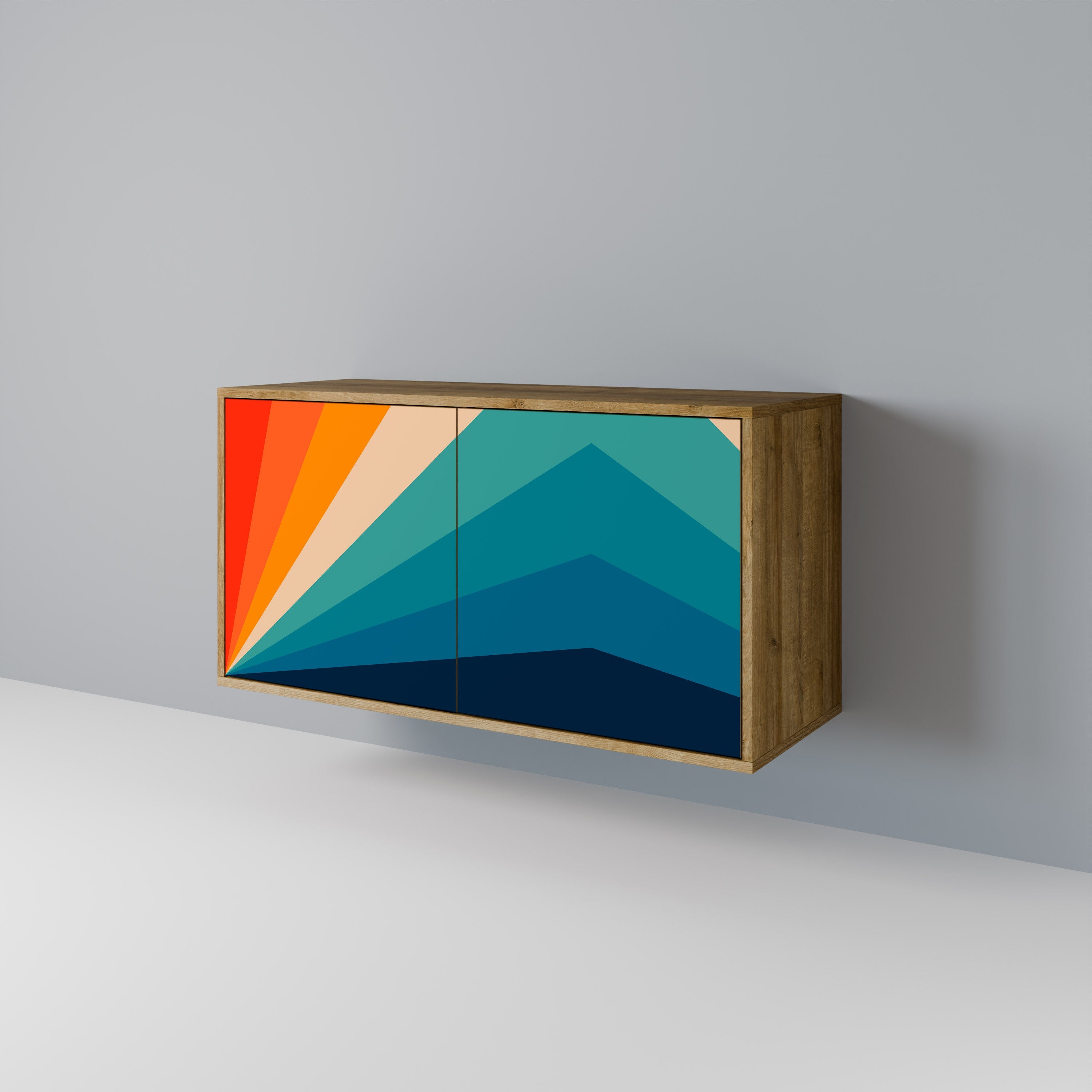 PRISM CONCUSSION Aparador de 2 Portas em Efeito Carvalho