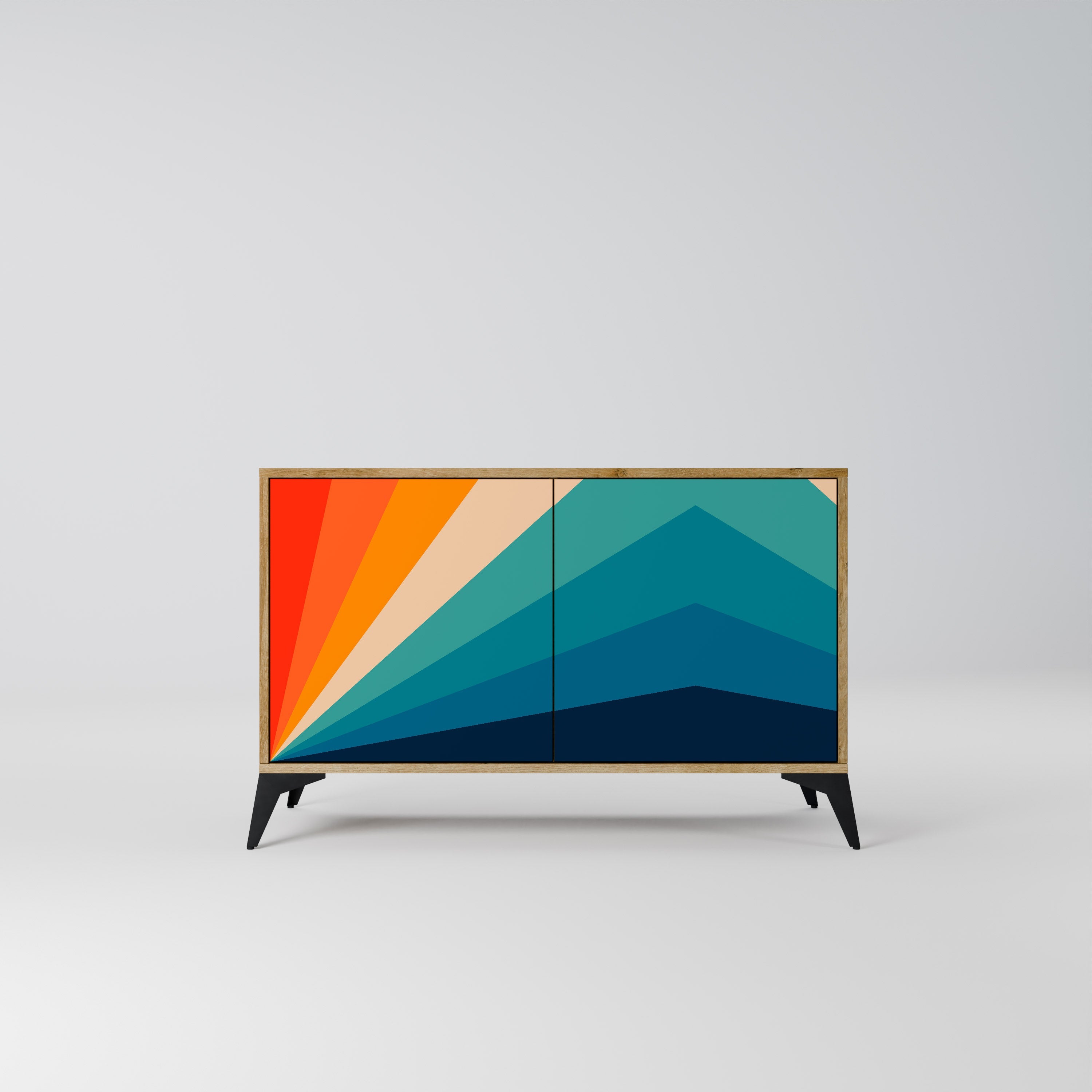 PRISM CONCUSSION Aparador de 2 Portas em Efeito Carvalho