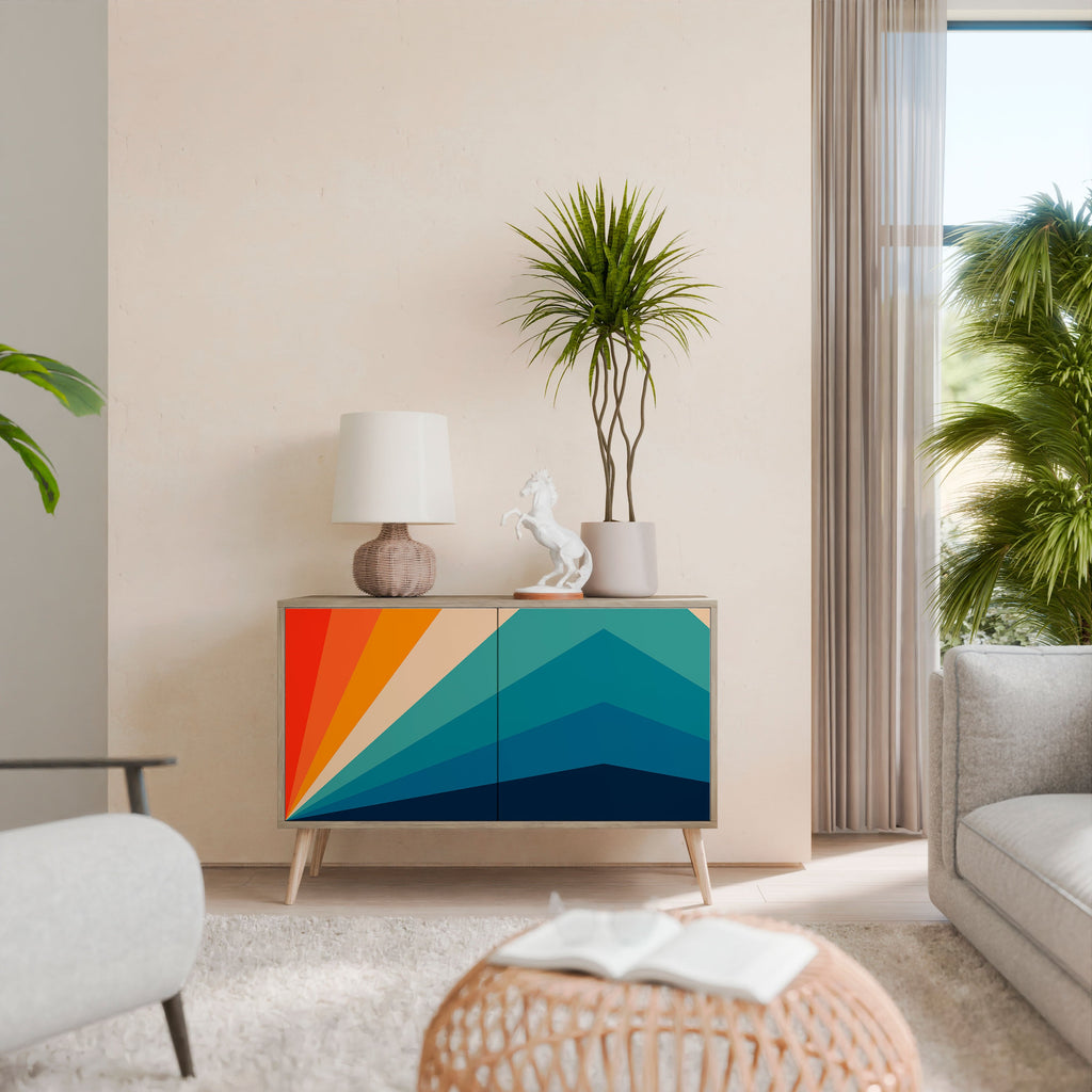 PRISM CONCUSSION Aparador de 2 Portas em Efeito Carvalho