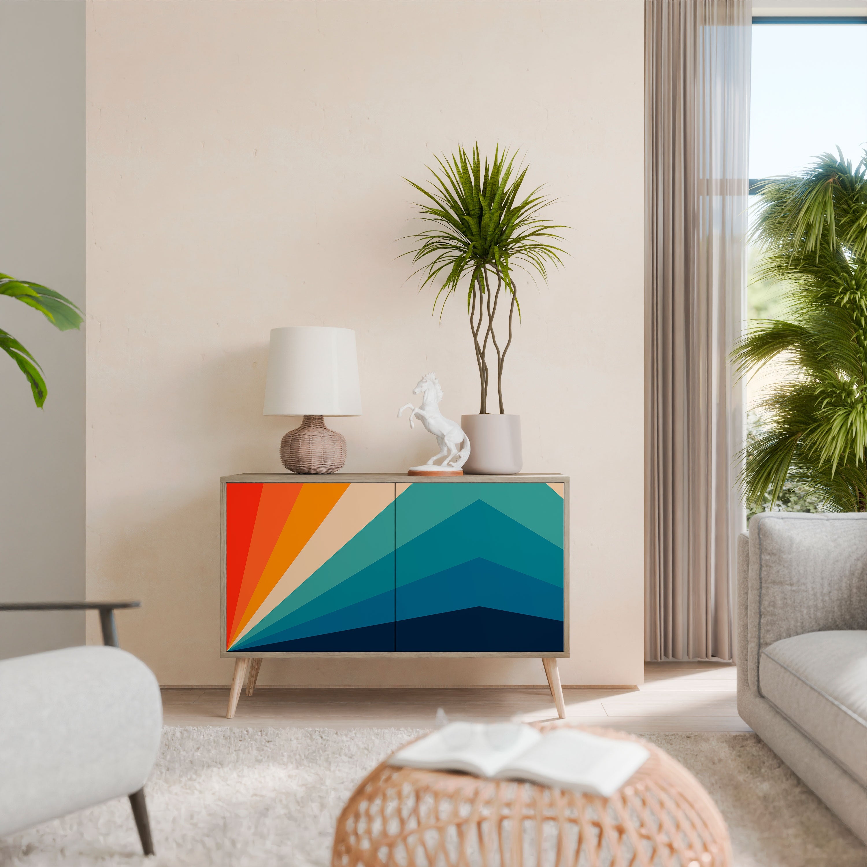 PRISM CONCUSSION Aparador de 2 Portas em Efeito Carvalho