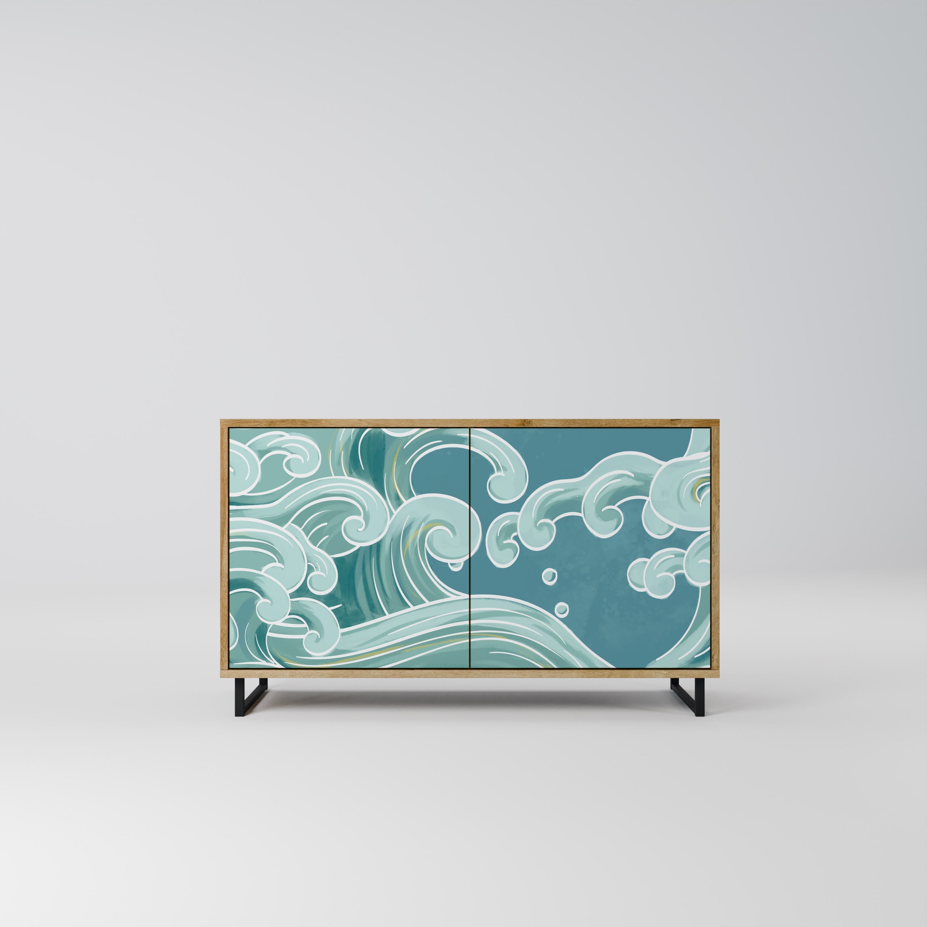 ASIAN SWAY Aparador de 2 Portas em Efeito Carvalho