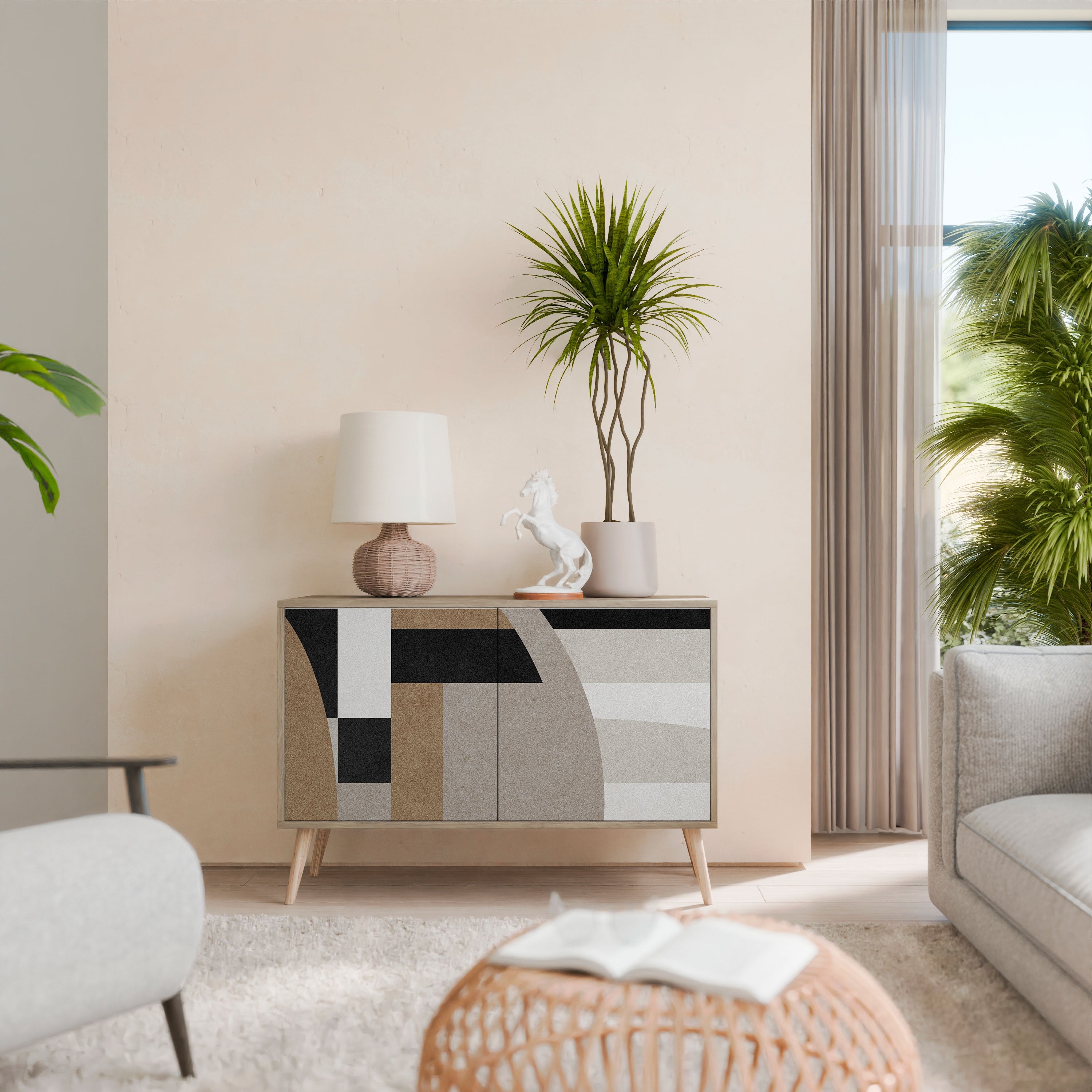 DELICATE MEMENTO Aparador de 2 Portas em Efeito Carvalho