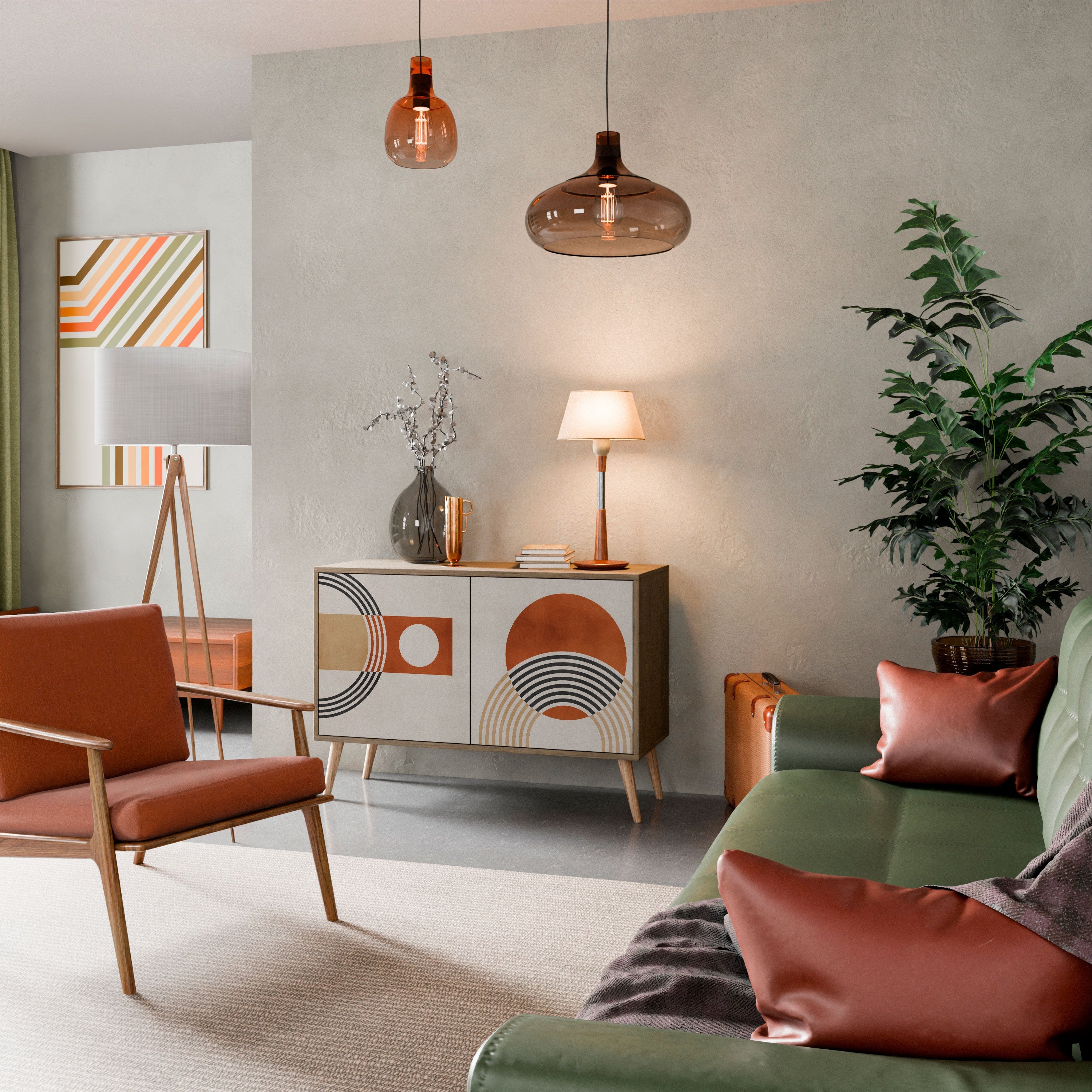 SPACE AROUND Aparador de 2 Portas em Efeito Carvalho