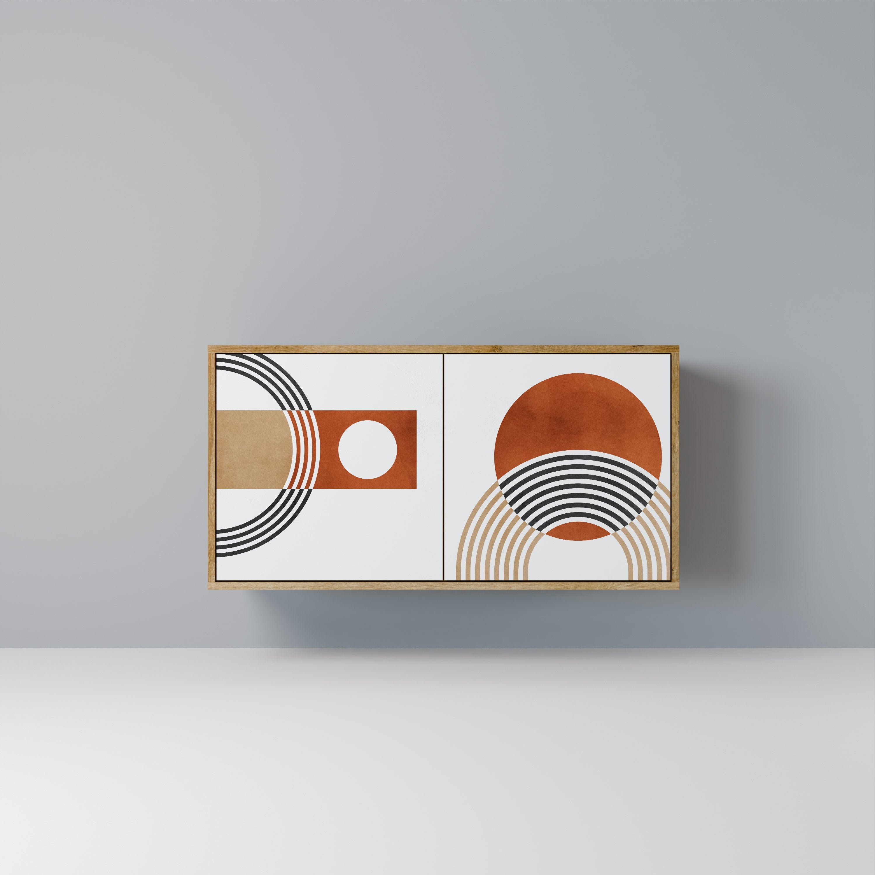 CIRCLE RHYTM Aparador de 2 Portas em Efeito Carvalho