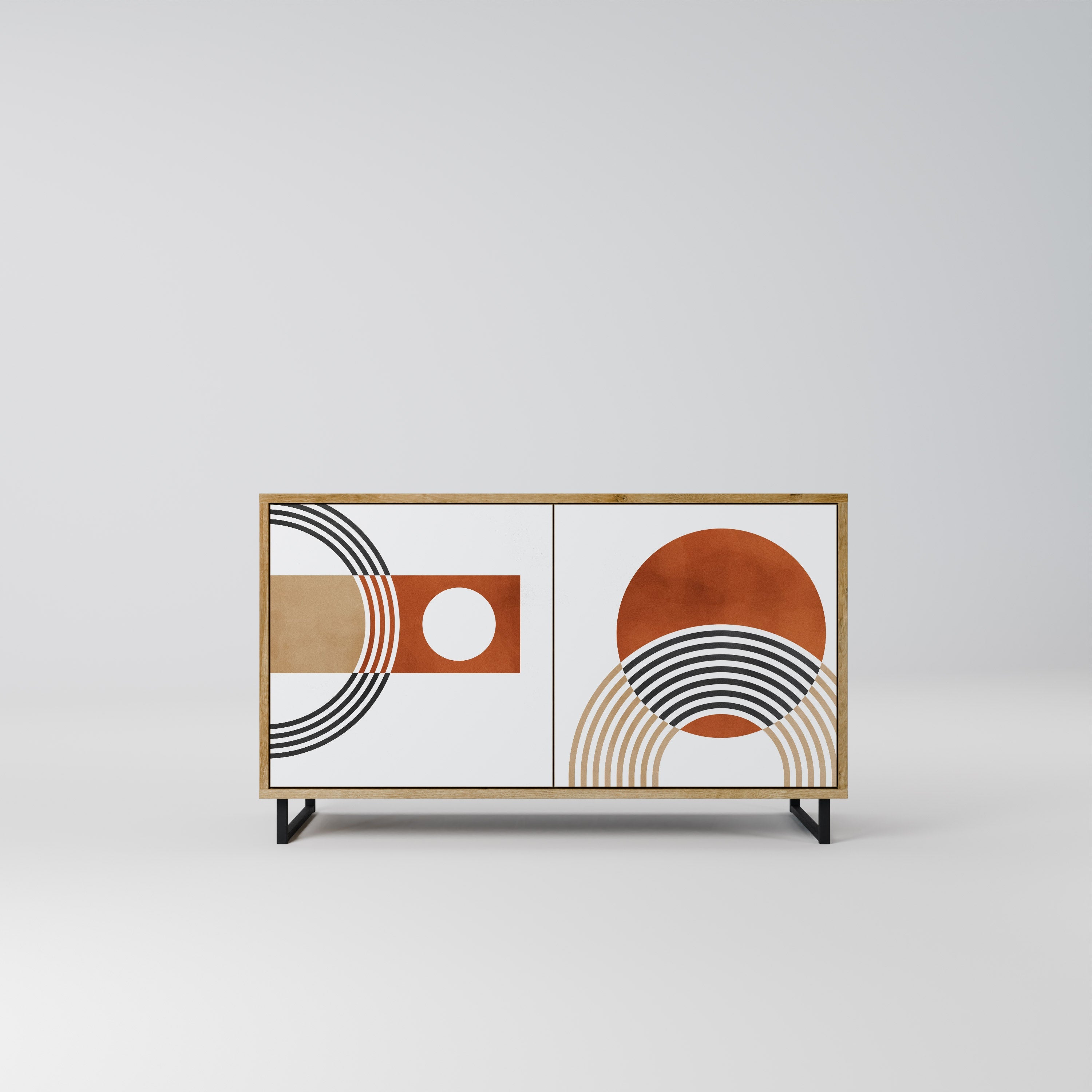 CIRCLE RHYTM Aparador de 2 Portas em Efeito Carvalho