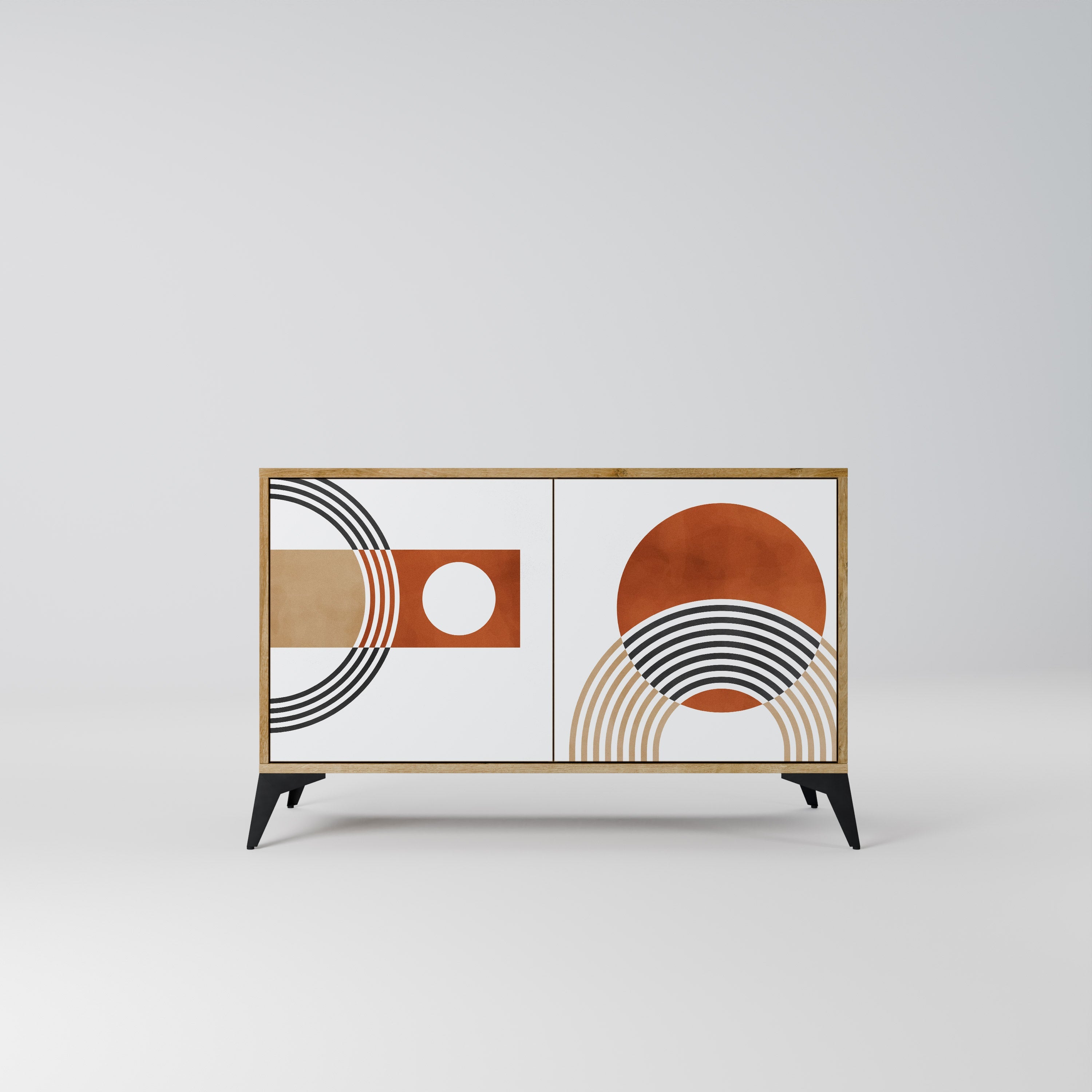 CIRCLE RHYTM Aparador de 2 Portas em Efeito Carvalho