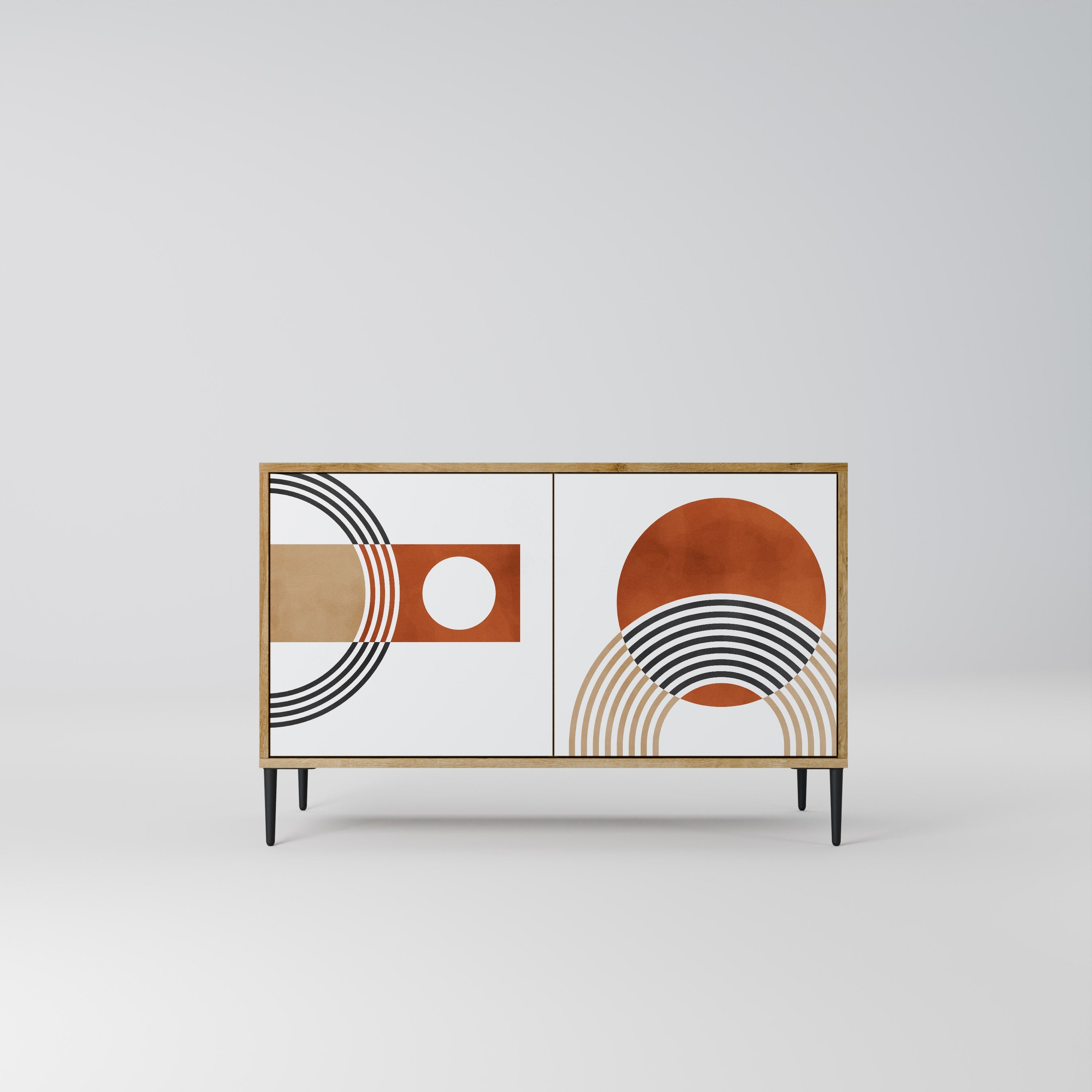 CIRCLE RHYTM Aparador de 2 Portas em Efeito Carvalho