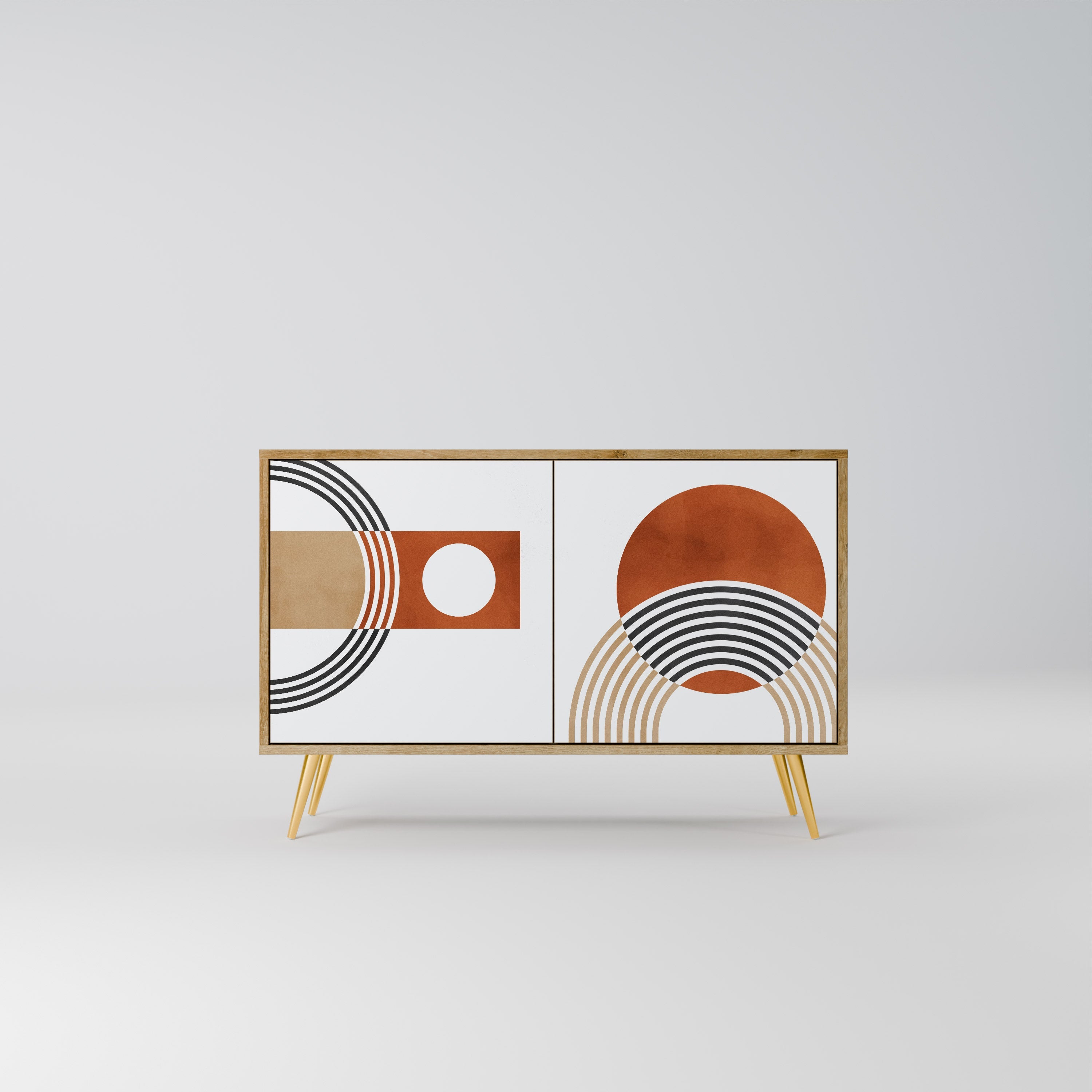 CIRCLE RHYTM Aparador de 2 Portas em Efeito Carvalho