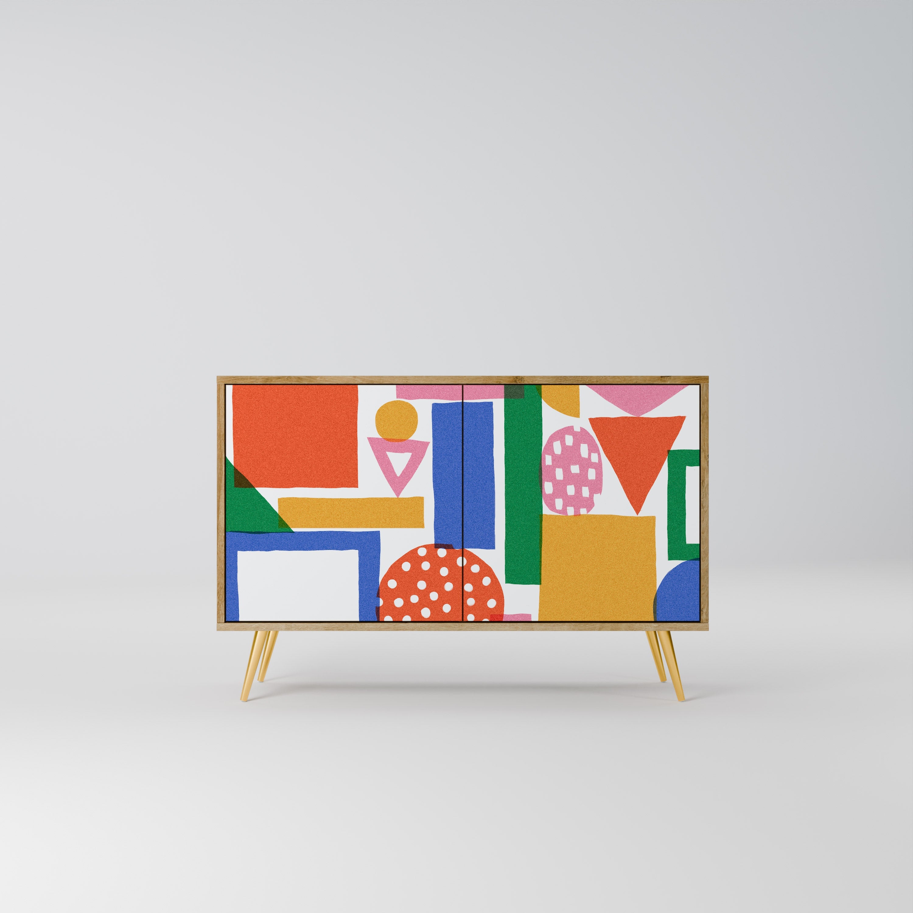 GEOMETRIC GLIMMER Aparador de 2 Portas em Efeito Carvalho