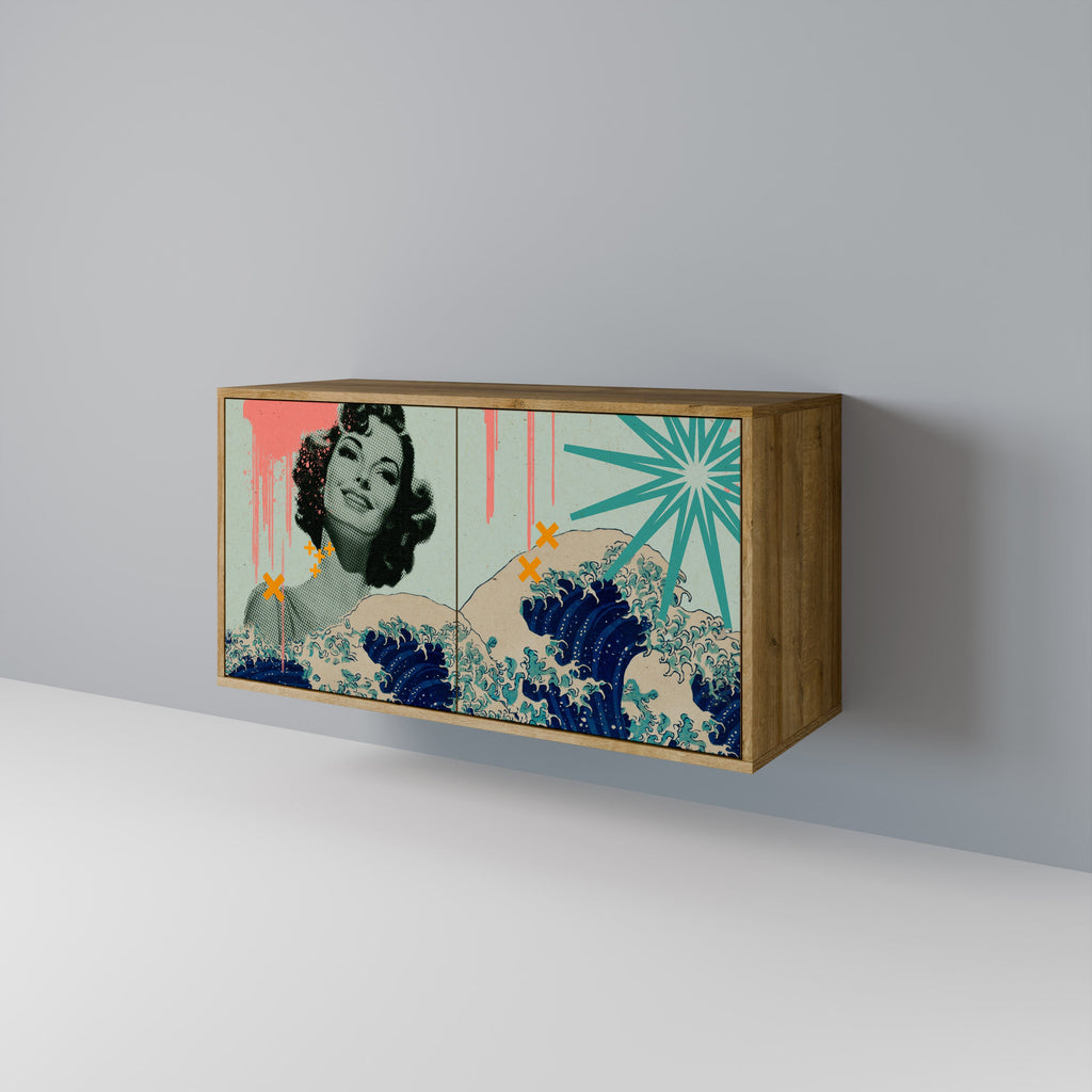 KANAGAWA BEAUTY Aparador de 2 Portas em Efeito Carvalho