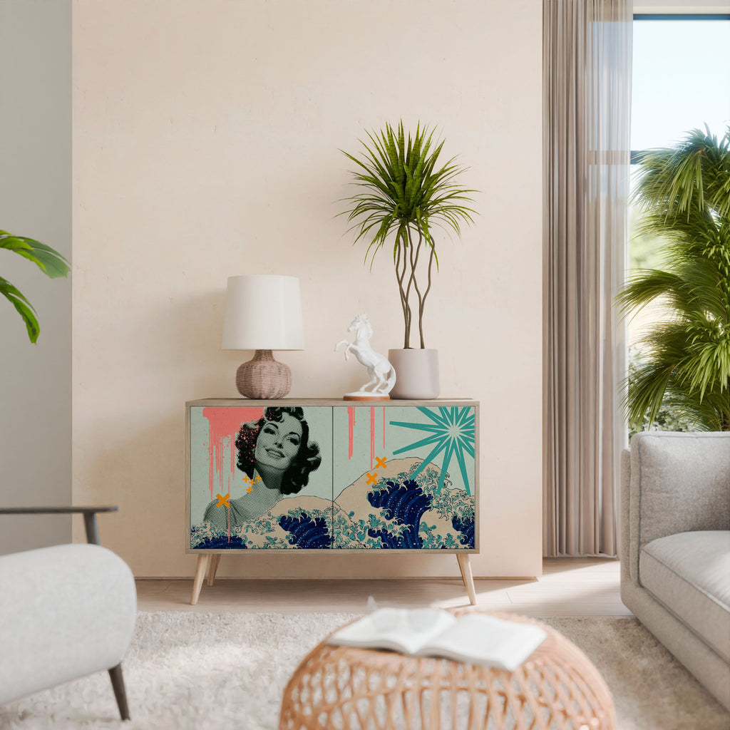 KANAGAWA BEAUTY Aparador de 2 Portas em Efeito Carvalho