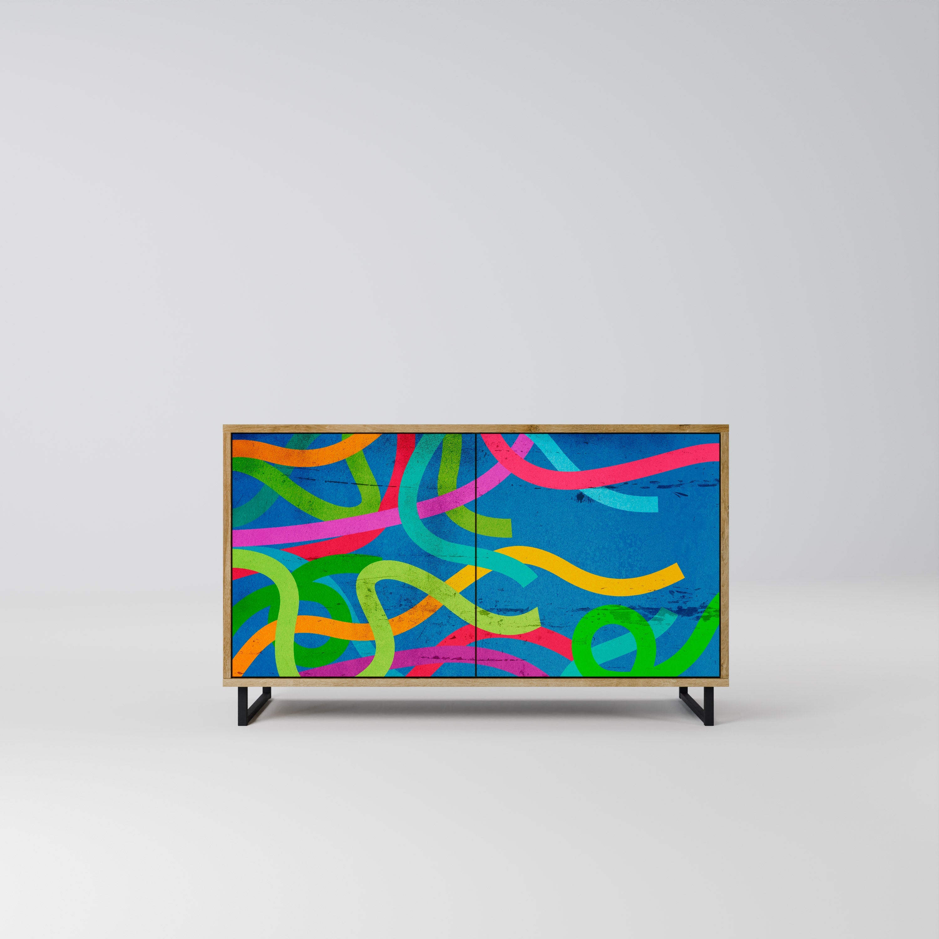 STREAMER TANGLE Aparador de 2 Portas em Efeito Carvalho