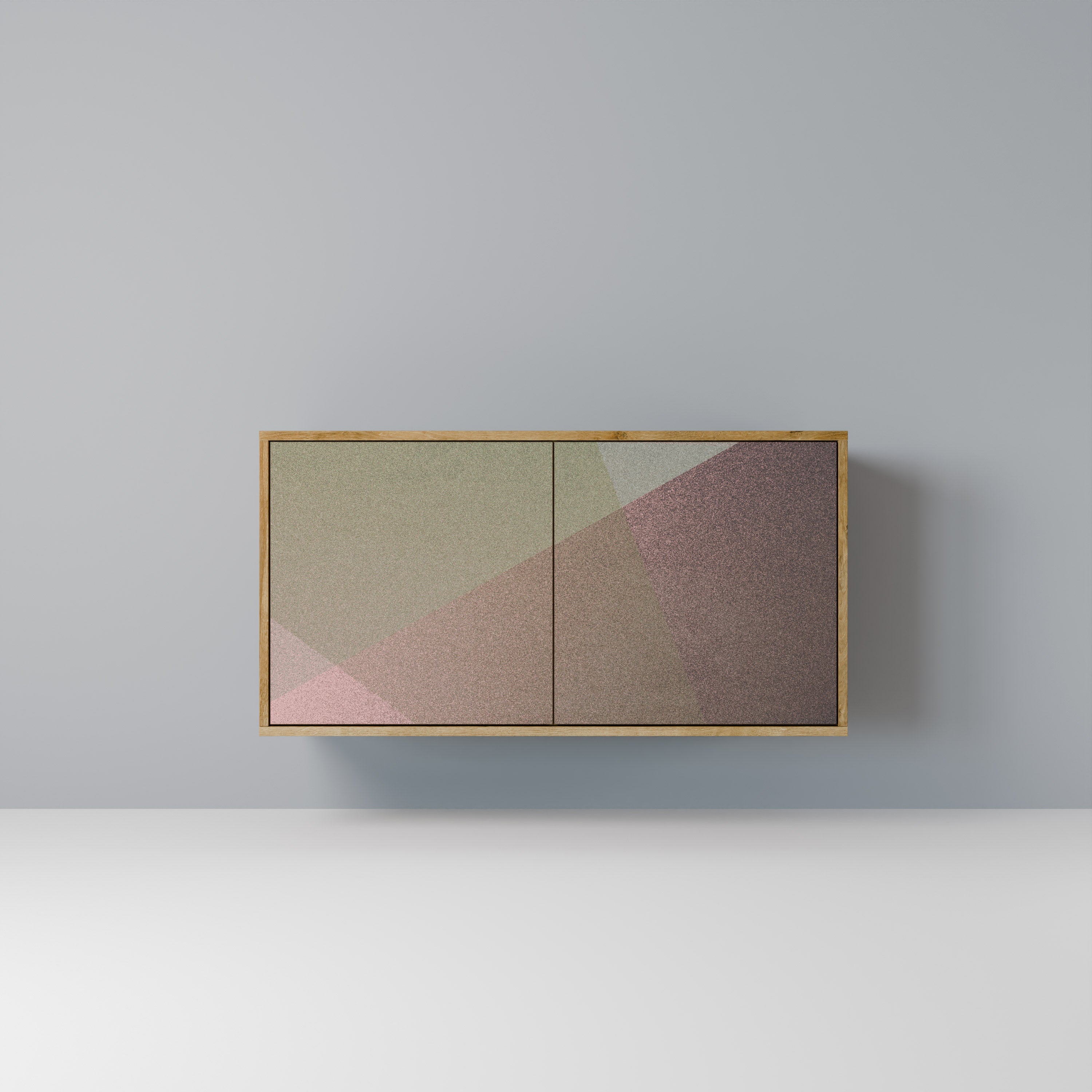 BEIGE GEOMETRY Aparador de 2 Portas em Efeito Carvalho