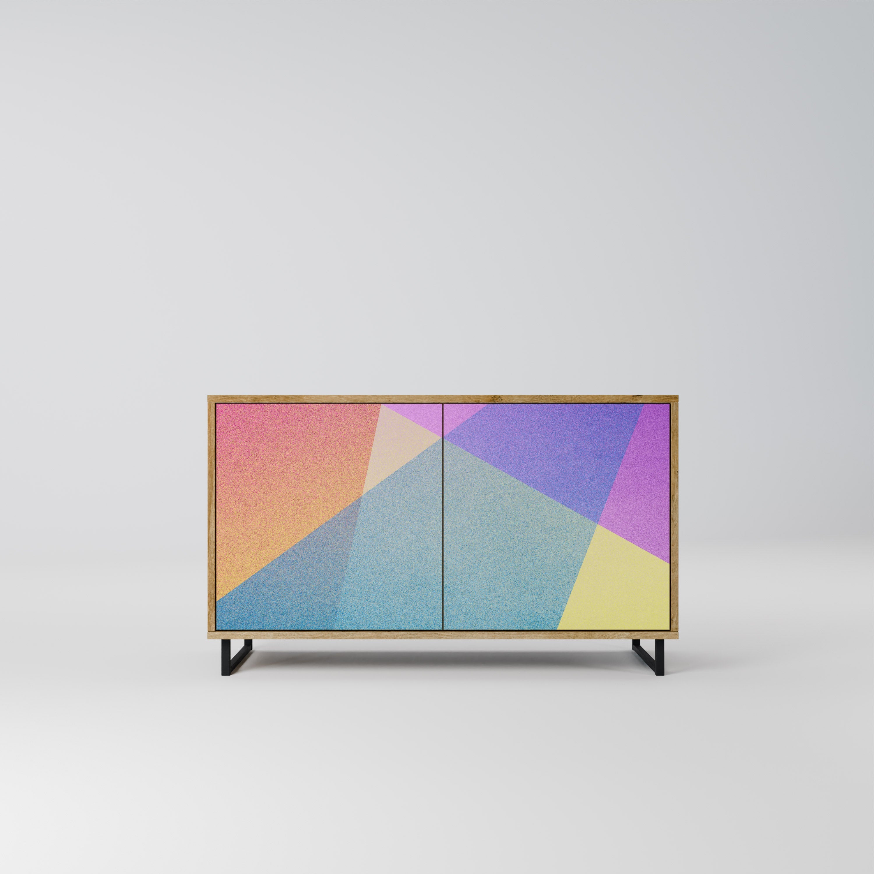 BRIGHT GEOMETRY Aparador de 2 Portas em Efeito Carvalho