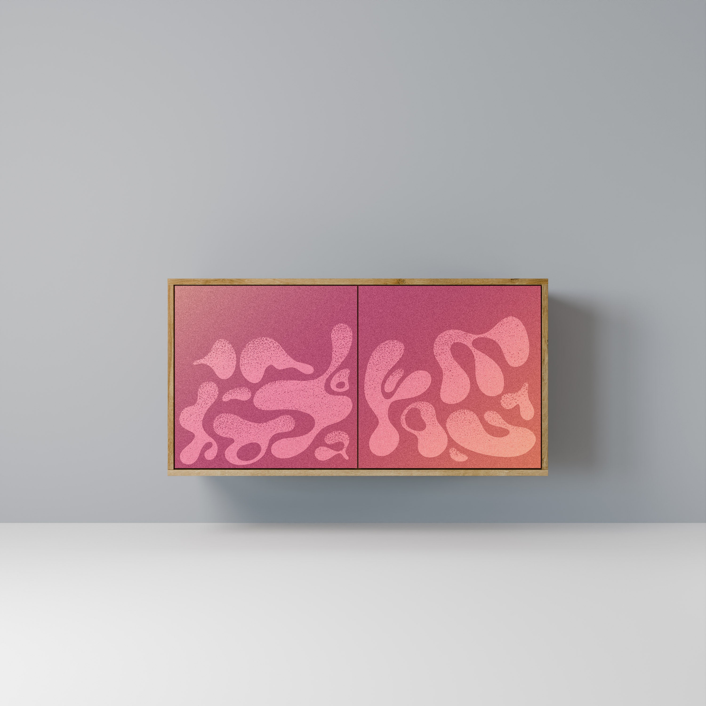 IRREGULAR PINK Aparador de 2 Portas em Efeito Carvalho