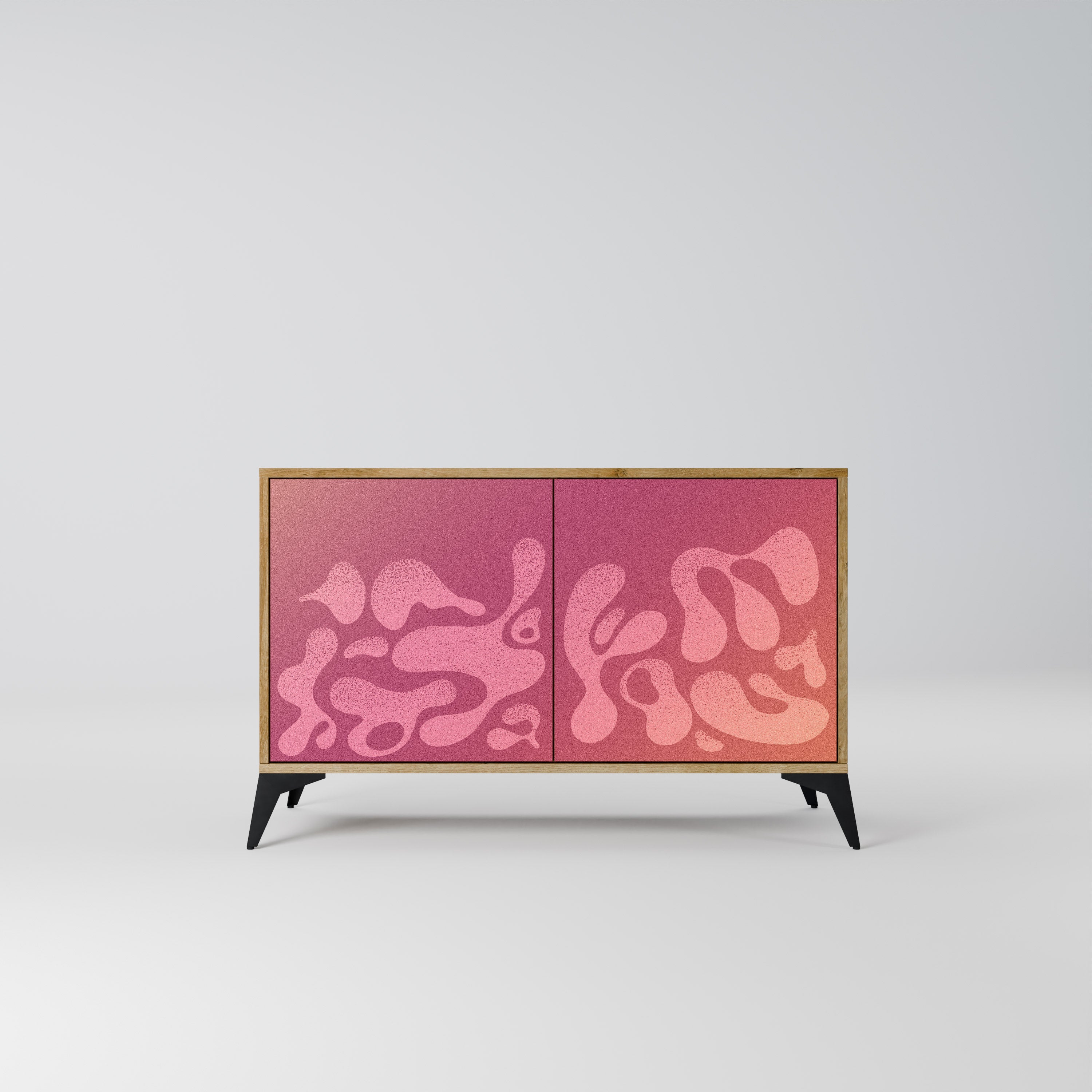 IRREGULAR PINK Aparador de 2 Portas em Efeito Carvalho