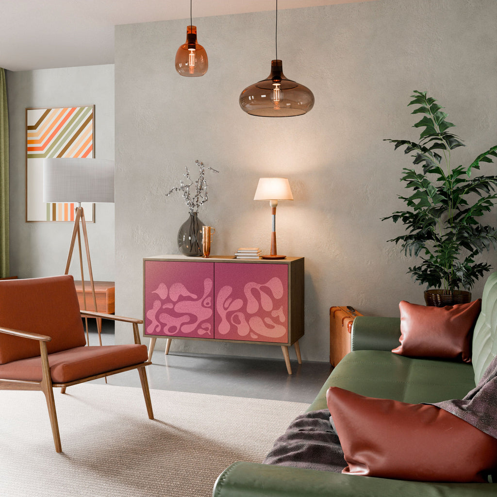 IRREGULAR PINK Aparador de 2 Portas em Efeito Carvalho