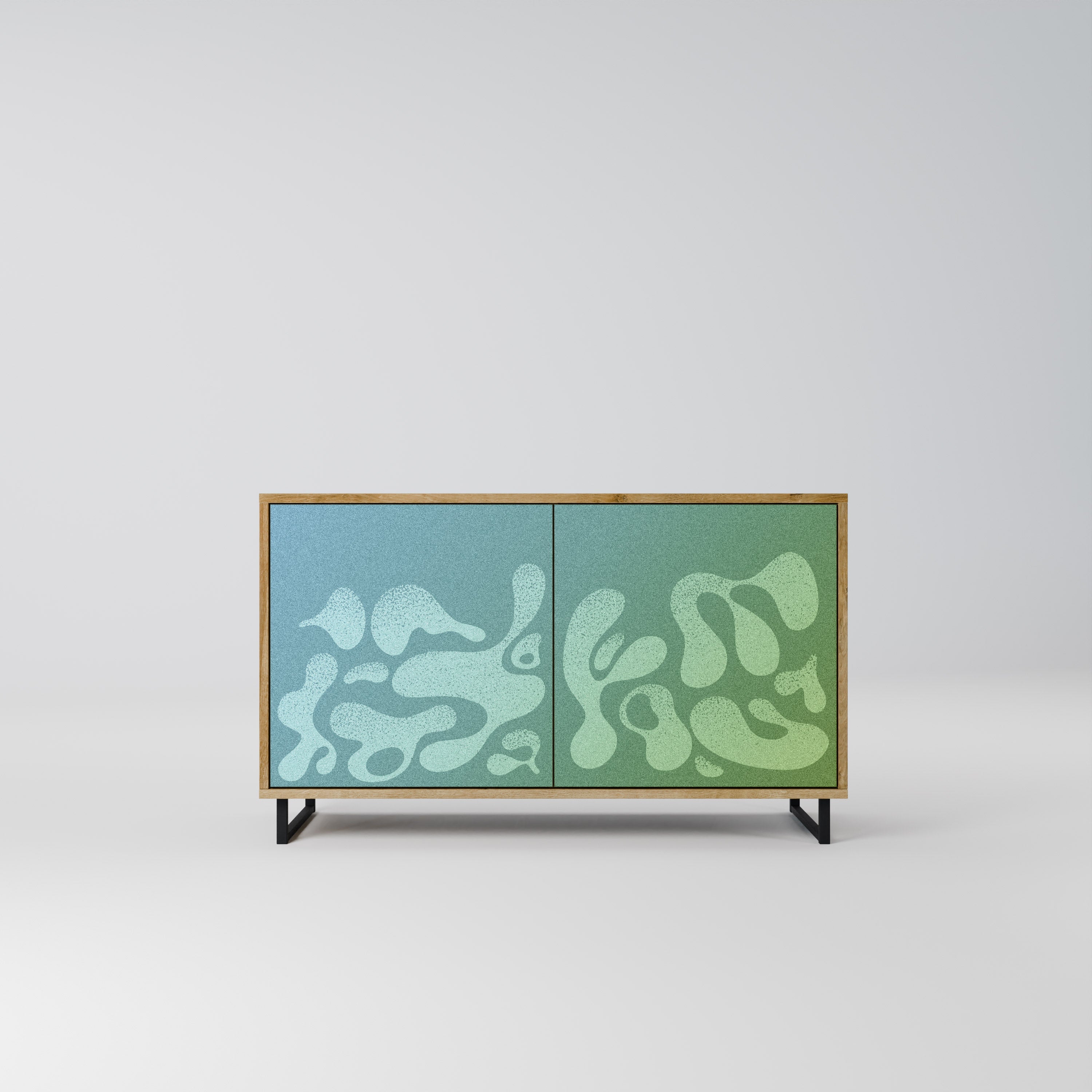 IRREGULAR BLUE Aparador de 2 Portas em Efeito Carvalho