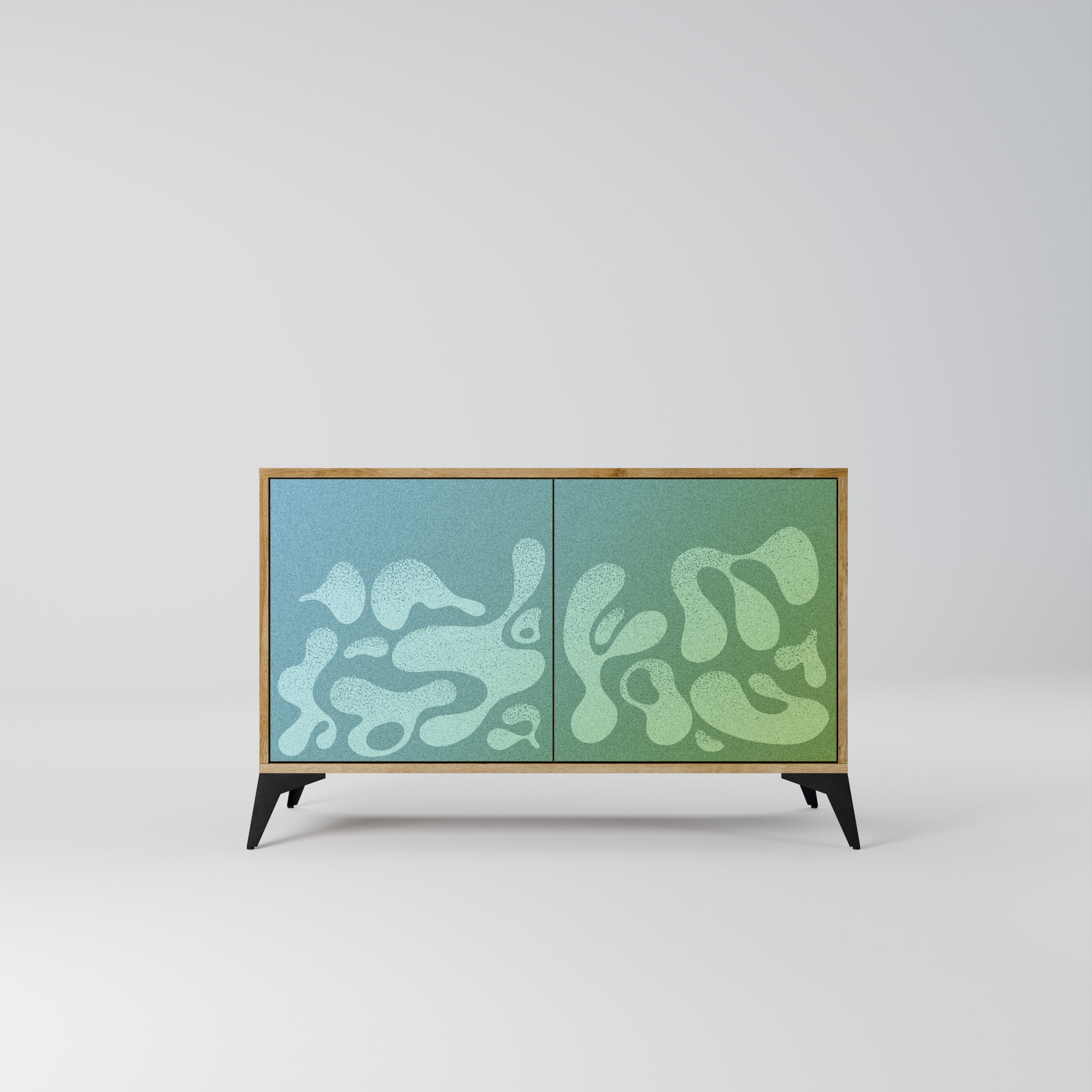 IRREGULAR BLUE Aparador de 2 Portas em Efeito Carvalho