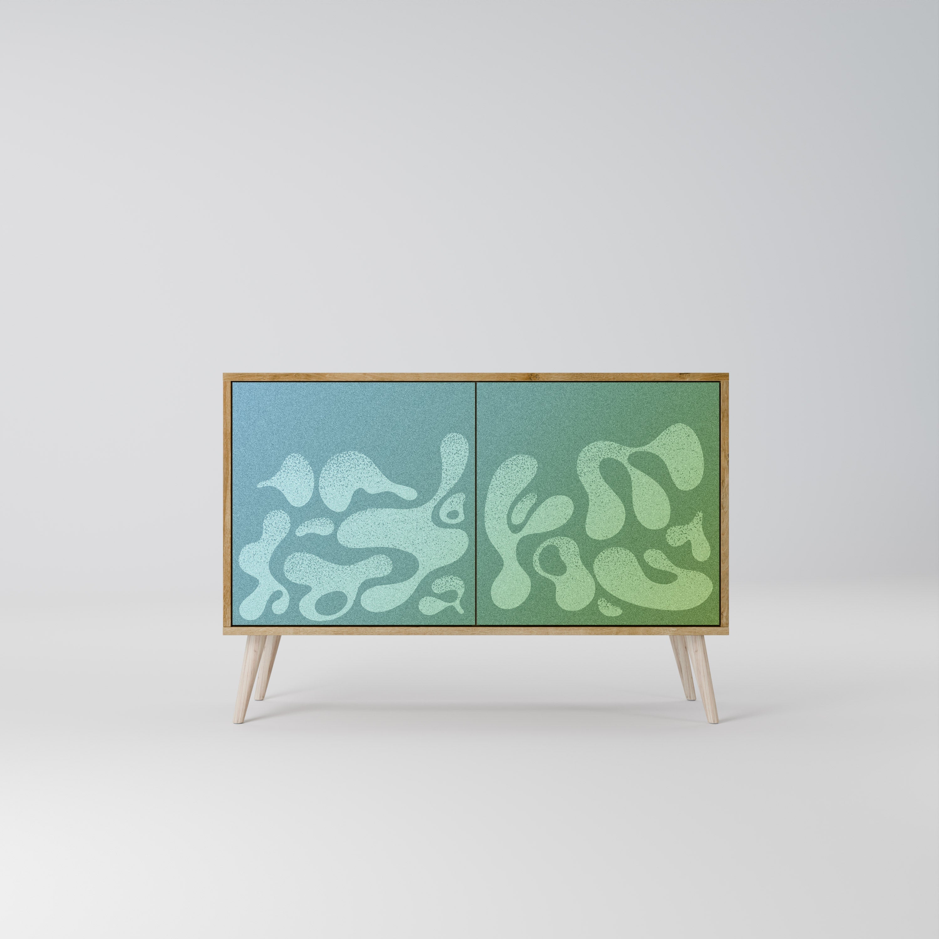 IRREGULAR BLUE Aparador de 2 Portas em Efeito Carvalho