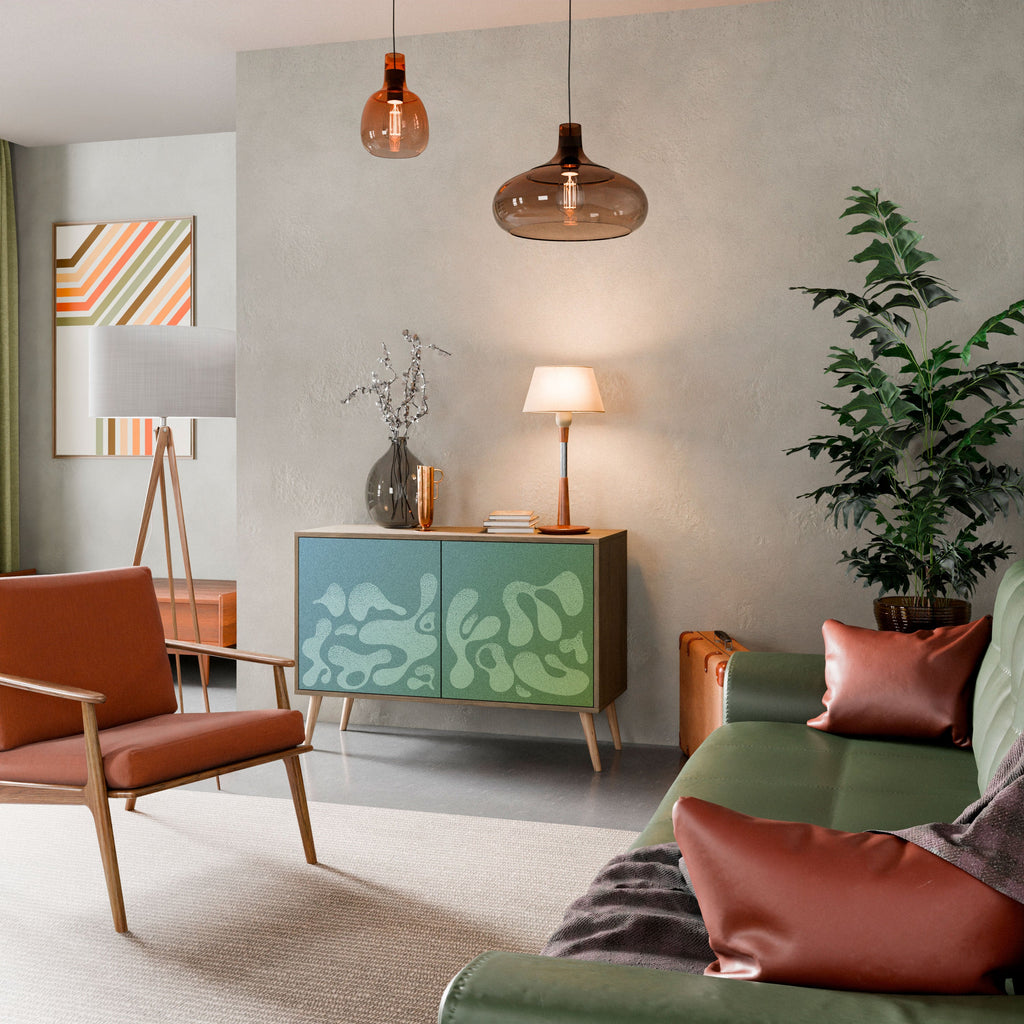 IRREGULAR BLUE Aparador de 2 Portas em Efeito Carvalho