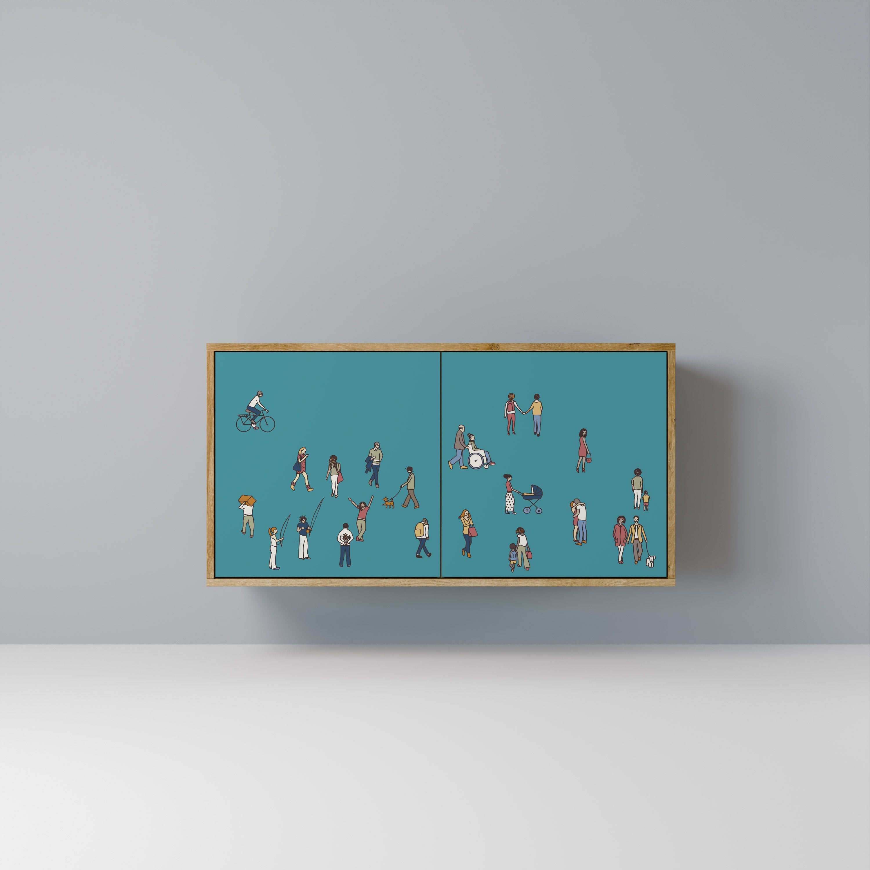 COLLECTIVE STREAM Aparador de 2 Portas em Efeito Carvalho