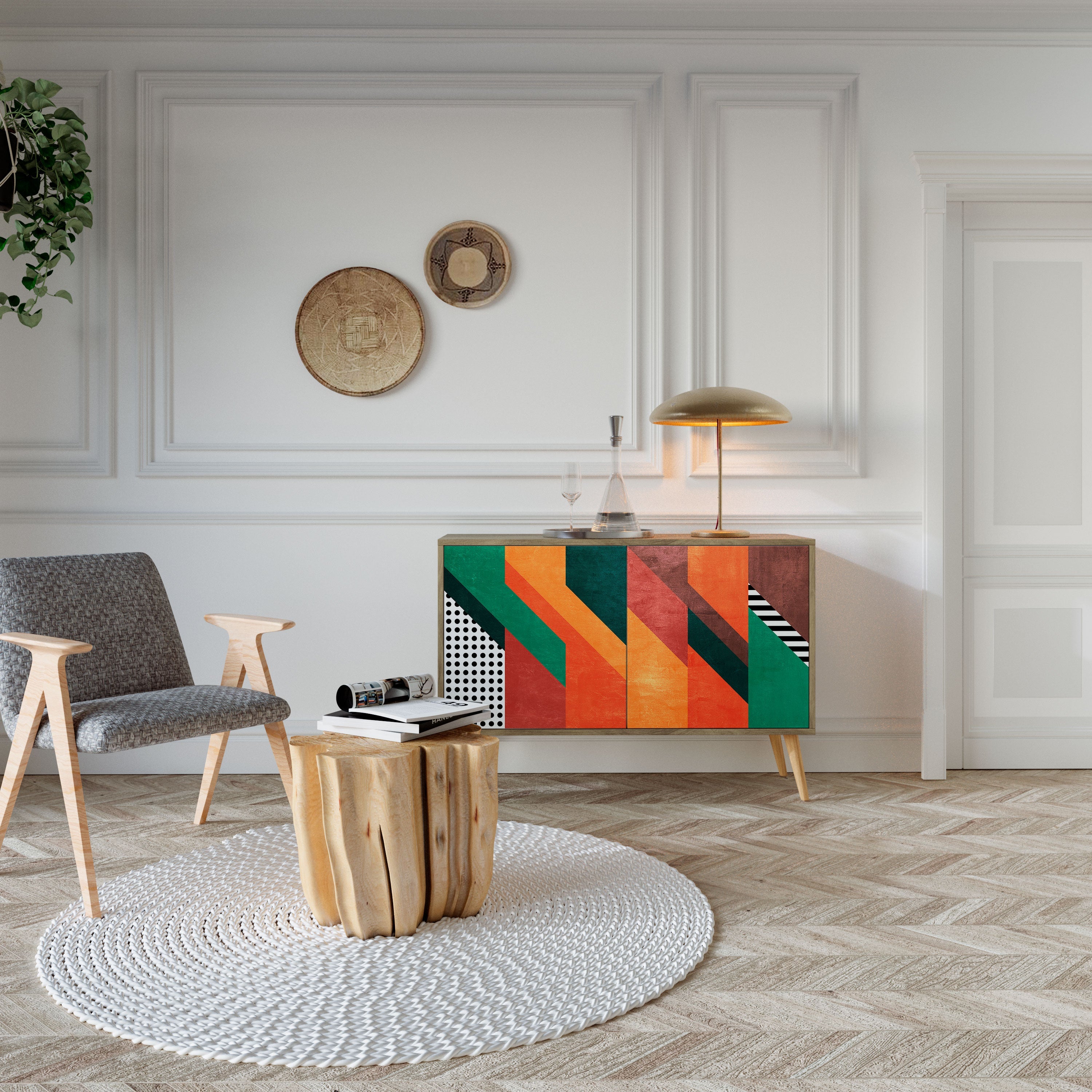 MAKESHIFT ARTISTRY Aparador de 2 Portas em Efeito Carvalho