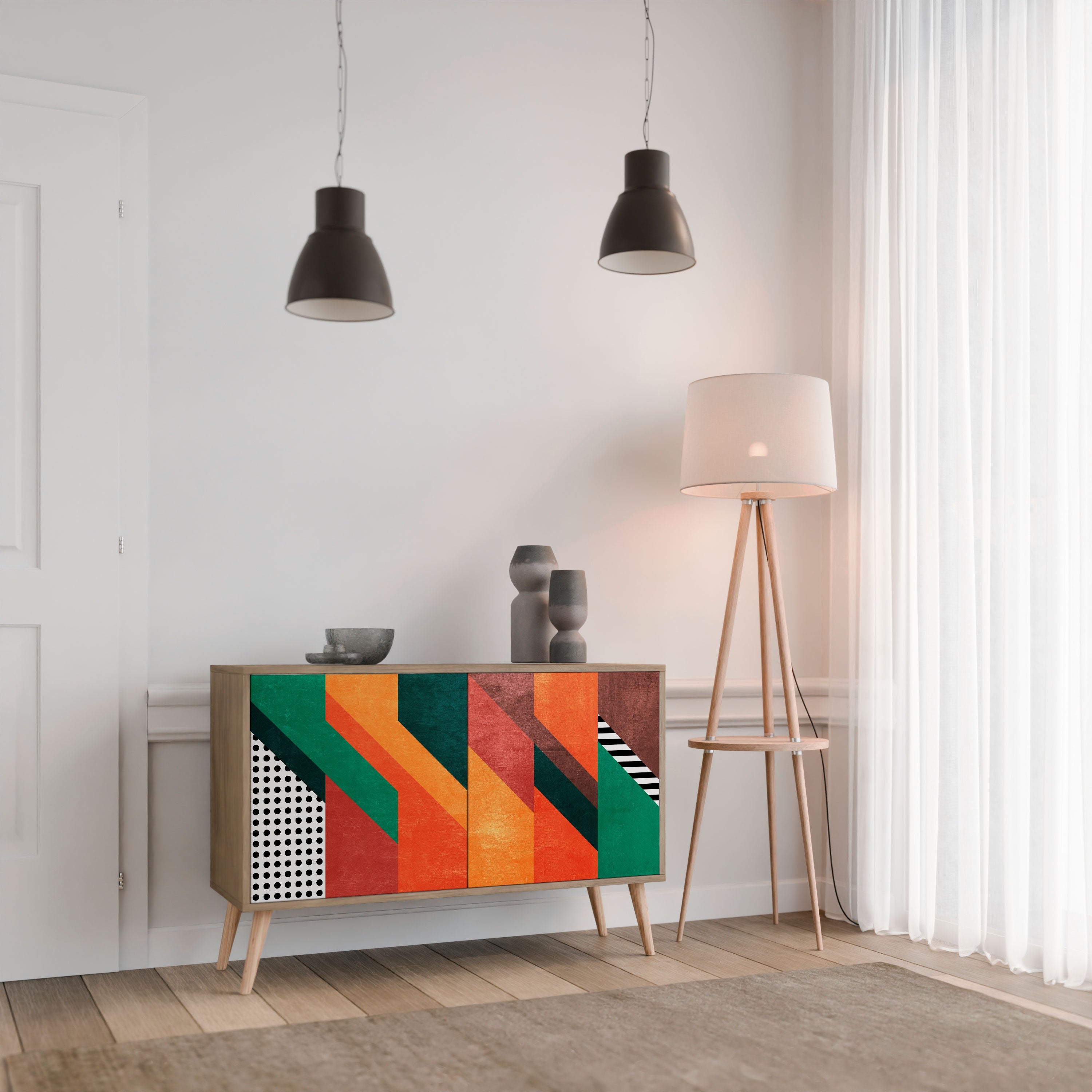 MAKESHIFT ARTISTRY Aparador de 2 Portas em Efeito Carvalho