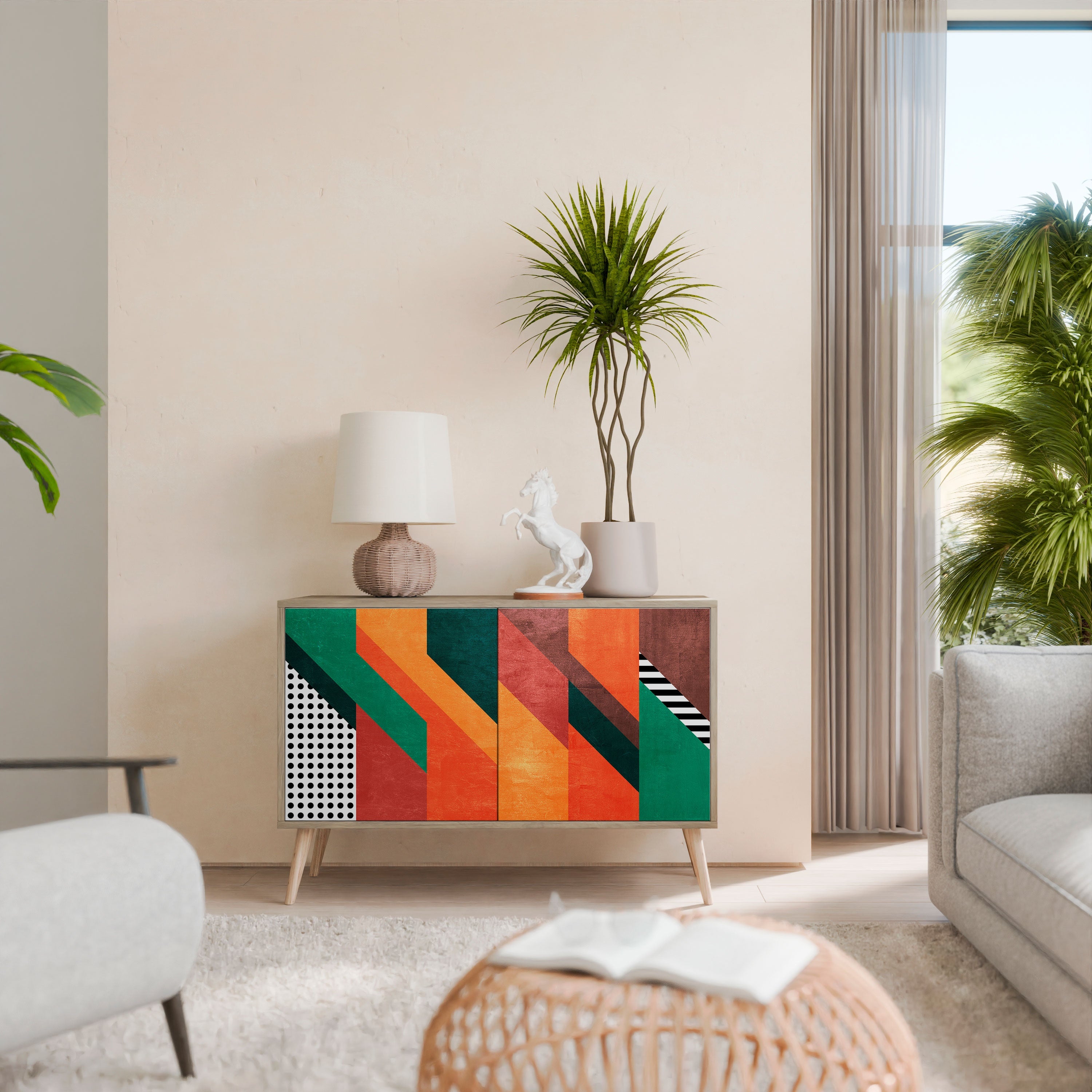 MAKESHIFT ARTISTRY Aparador de 2 Portas em Efeito Carvalho