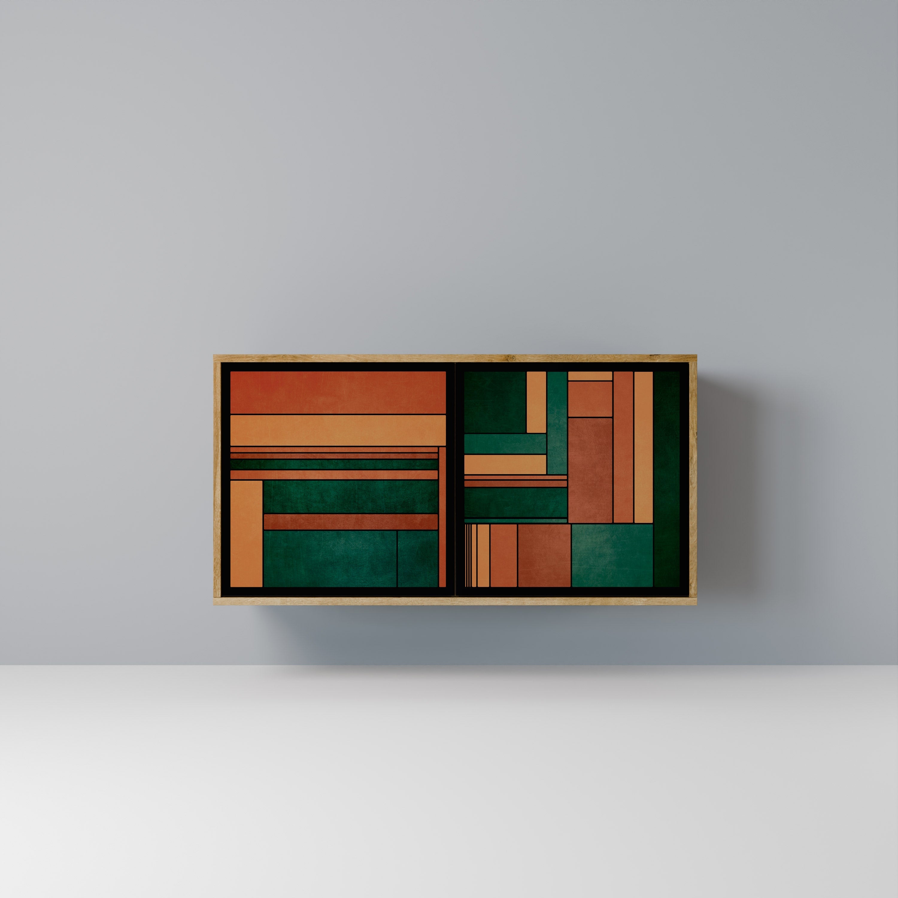 EARTHY FIGURES Aparador de 2 Portas em Efeito Carvalho