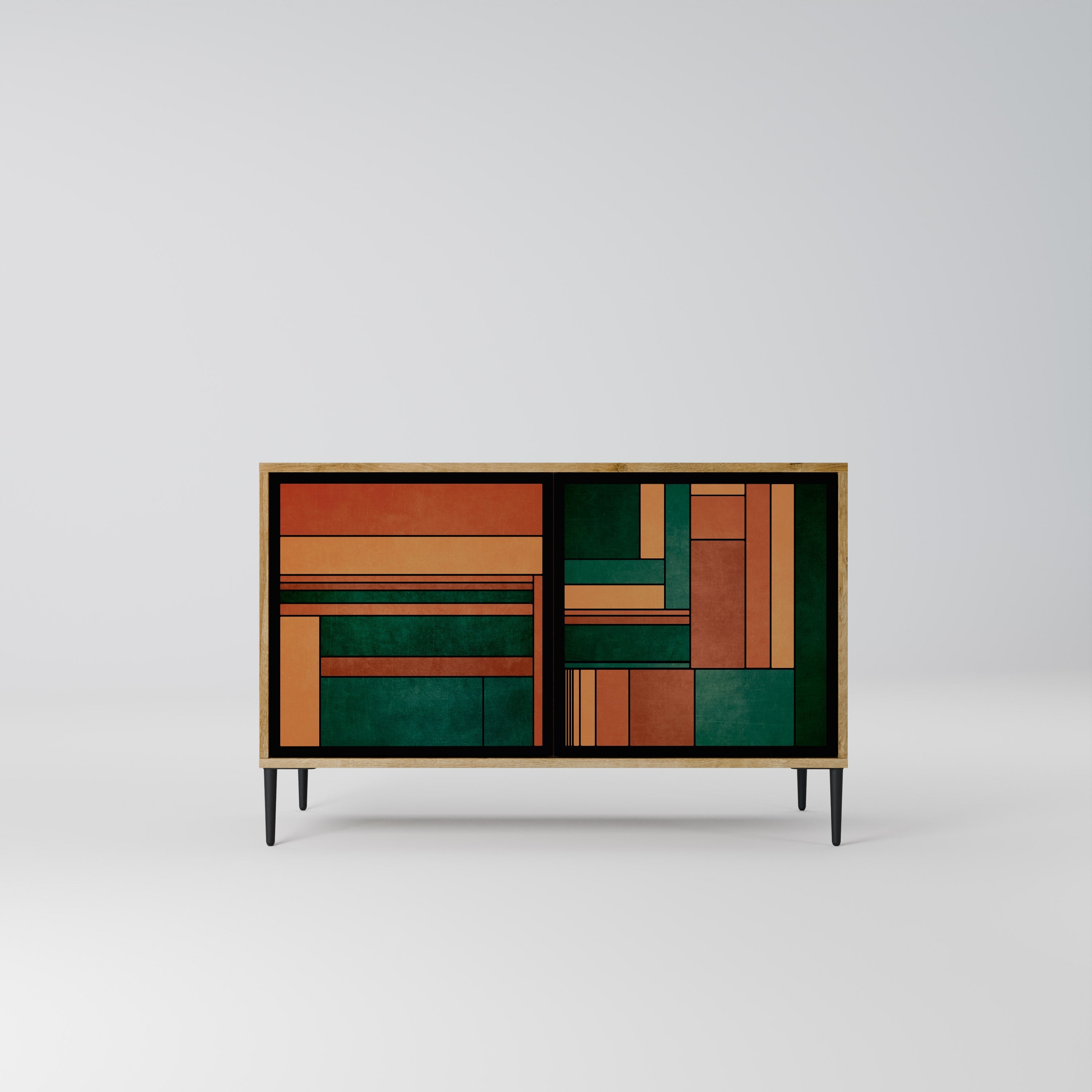 EARTHY FIGURES Aparador de 2 Portas em Efeito Carvalho