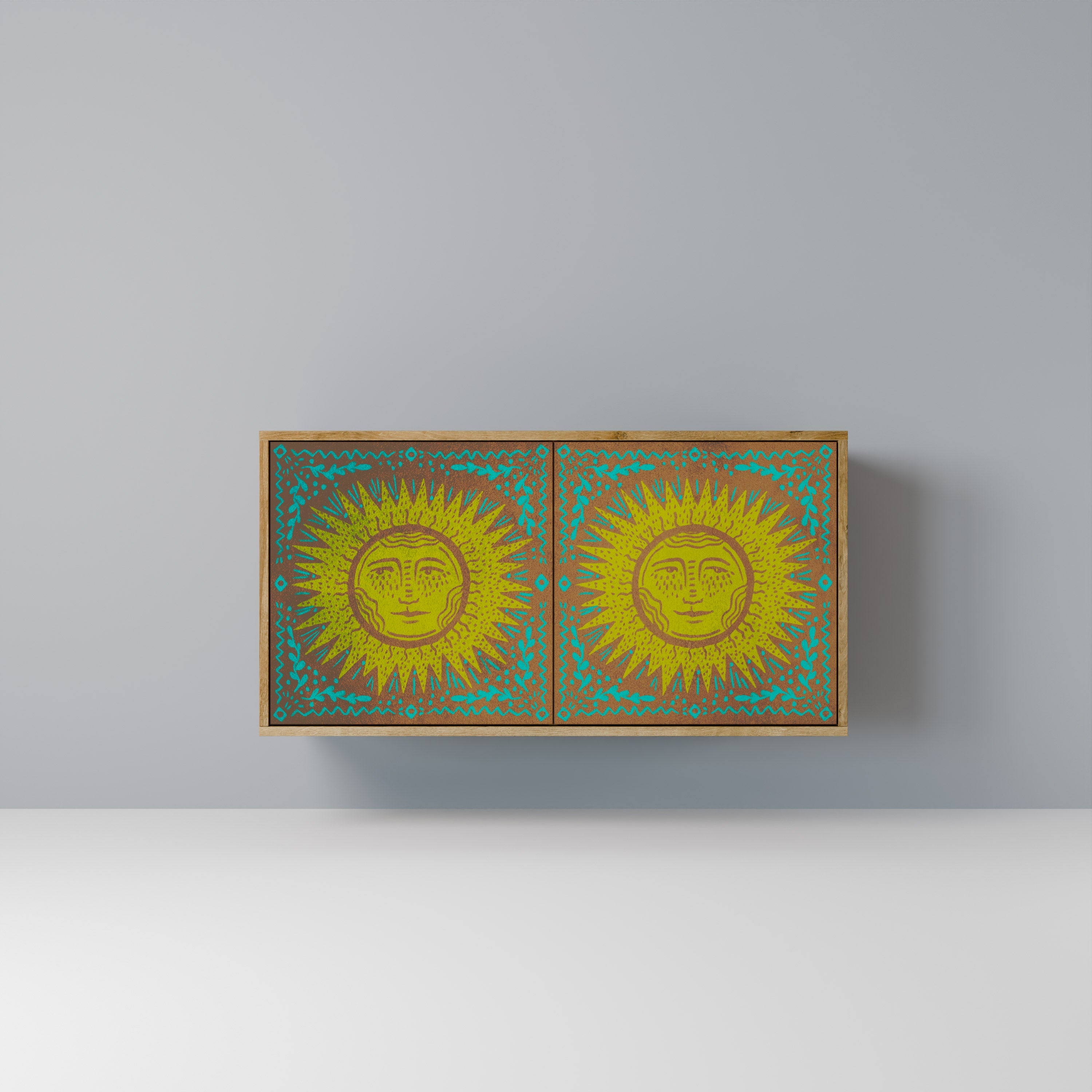 SUNSHINE EULOGY Aparador de 2 Portas em Efeito Carvalho