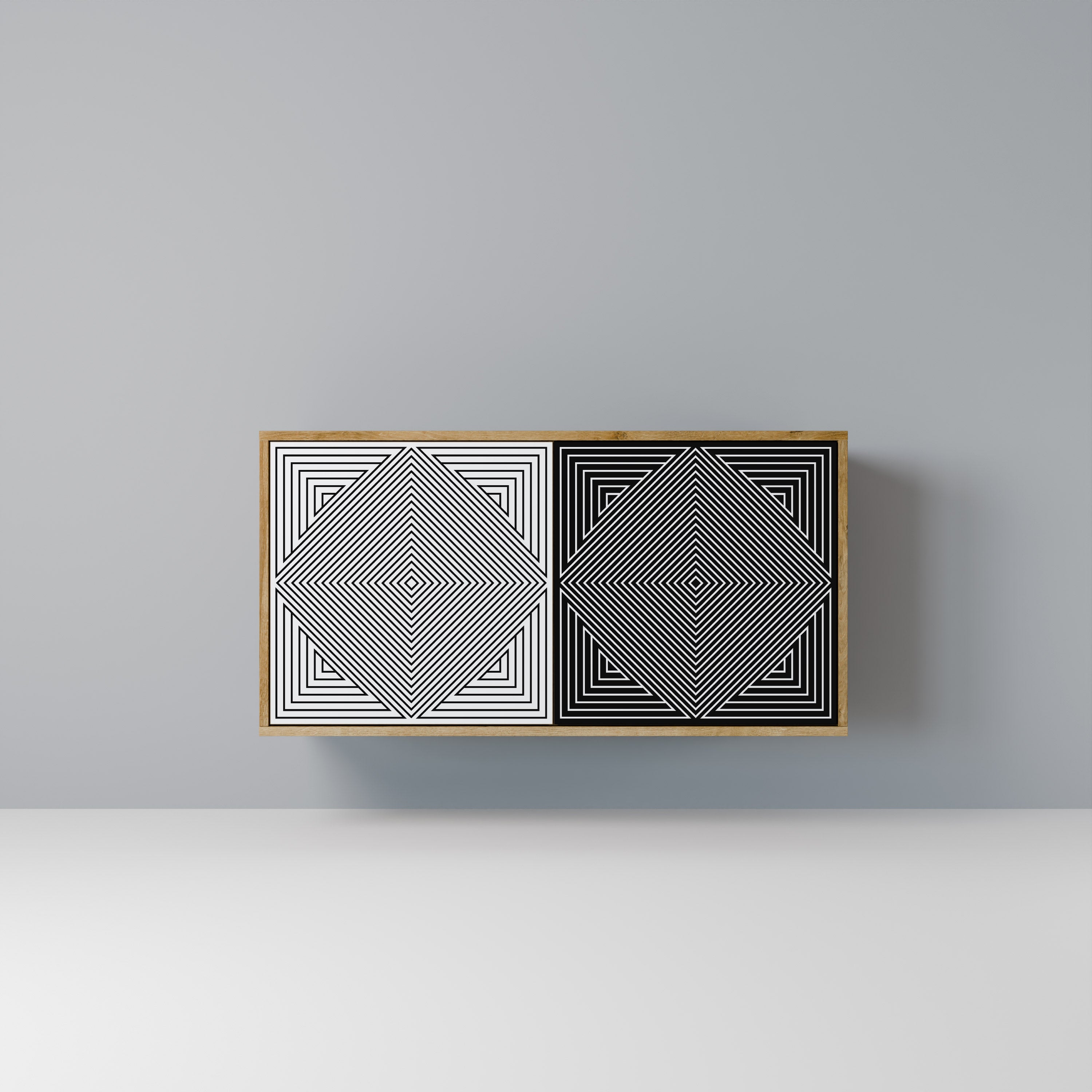 POLYGON ILLUSION Aparador de 2 Portas em Efeito Carvalho